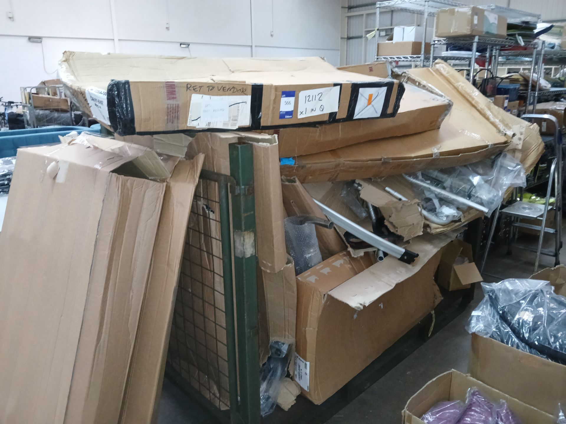 Assortment of return items to stillage, to include rails, racks, as lotted (Please note, Viewing