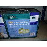 2 x Quest Palermo Olive 16 Piece Melamine Tableware Set (Please note, Viewing Strongly Recommended -