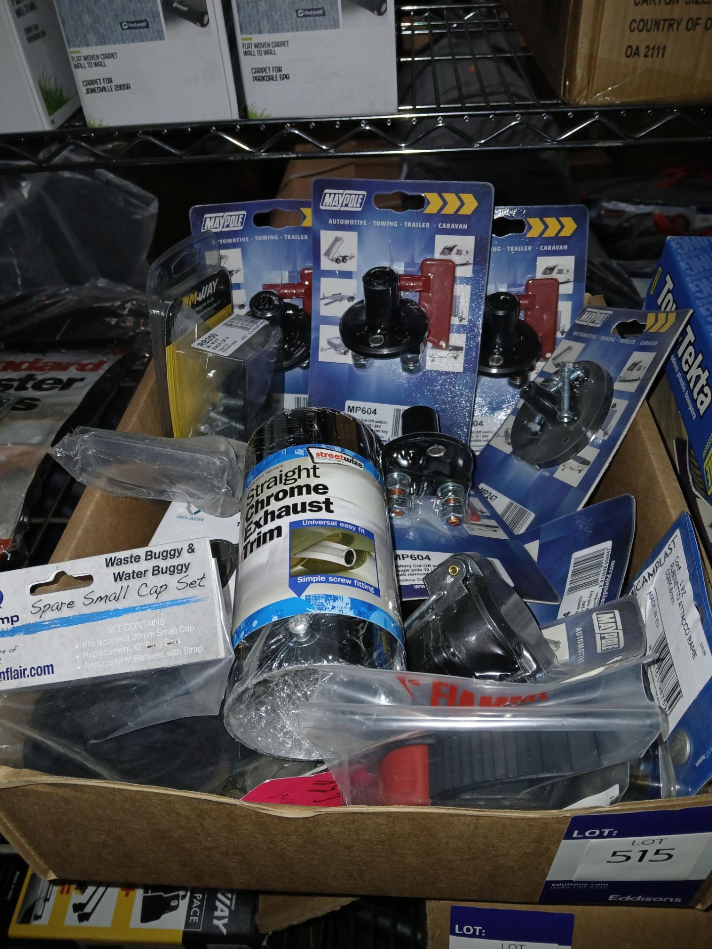 B ox of Assorted car and caravan accessories / components (Please note, Viewing Strongly Recommended