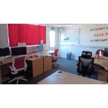 5 x office desks to include 2 x R/H, 2 x L/H and 1 x wave desk, 2 x under desk pedestals, 2 x twin