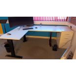 Yo-Yo Desk Pro electric rise and fall desk, serial number 202012300034 and 3 drawer pedestal –