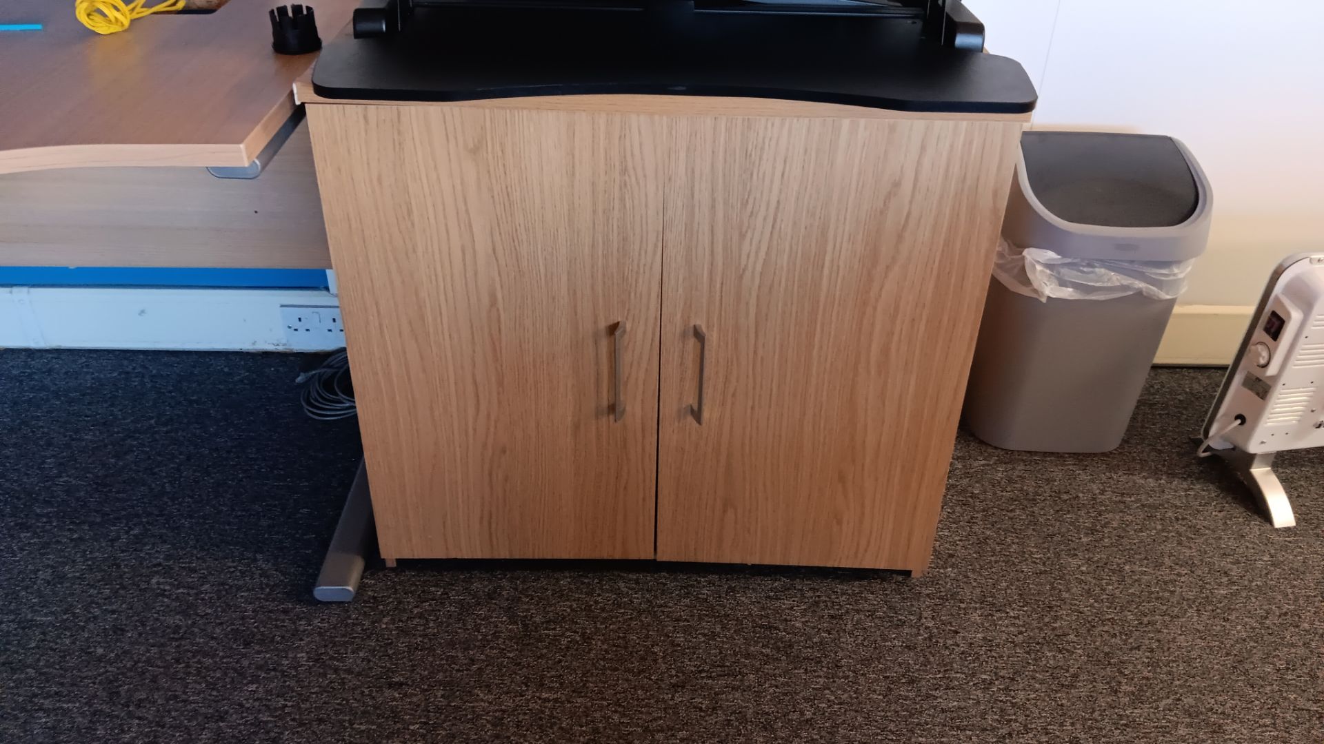 2 x cantilever desks and twin door cupboard (excludes chair) – Located Twyford, OX17 - Image 3 of 3