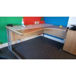 2 x cantilever desks and twin door cupboard (excludes chair) – Located Twyford, OX17