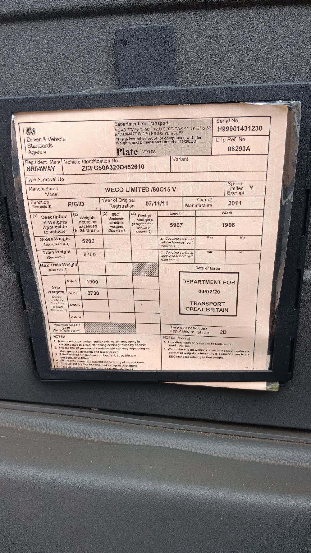 Iveco Daily 3.0 HPi 50C15V Euro 4 Van, registration NR04 WAY, odometer 169,864 miles, MOT to 28/02/ - Image 22 of 22