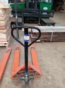 Wide reach pallet truck