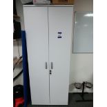 2 Tall timber cupboards with 2 shelf units (contents not included)
