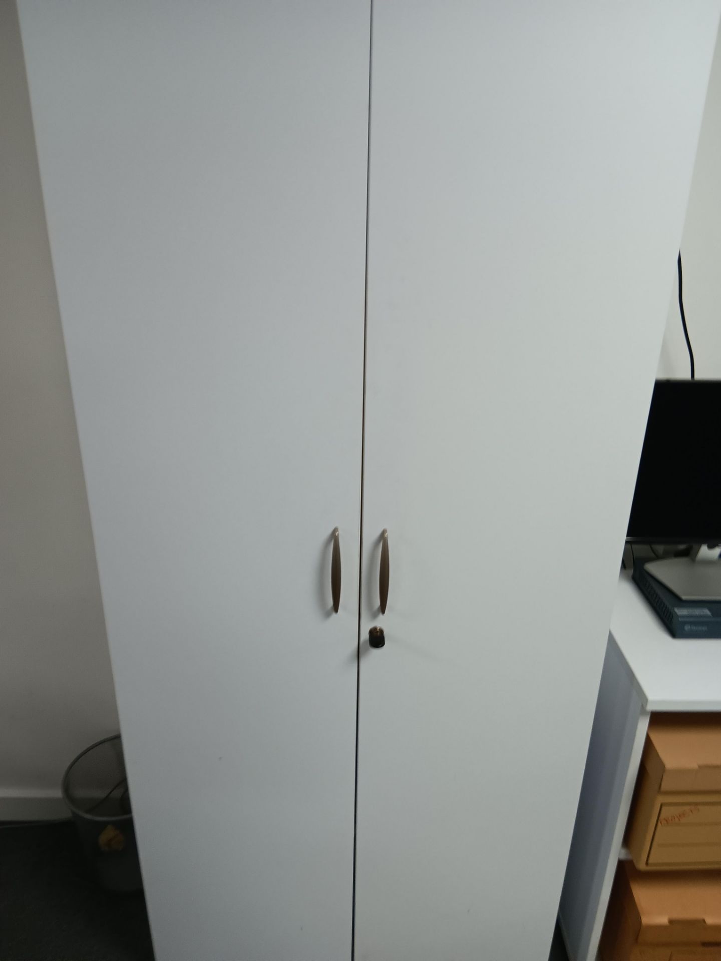 2 Tall timber cupboards with 2 shelf units (contents not included) - Image 2 of 4
