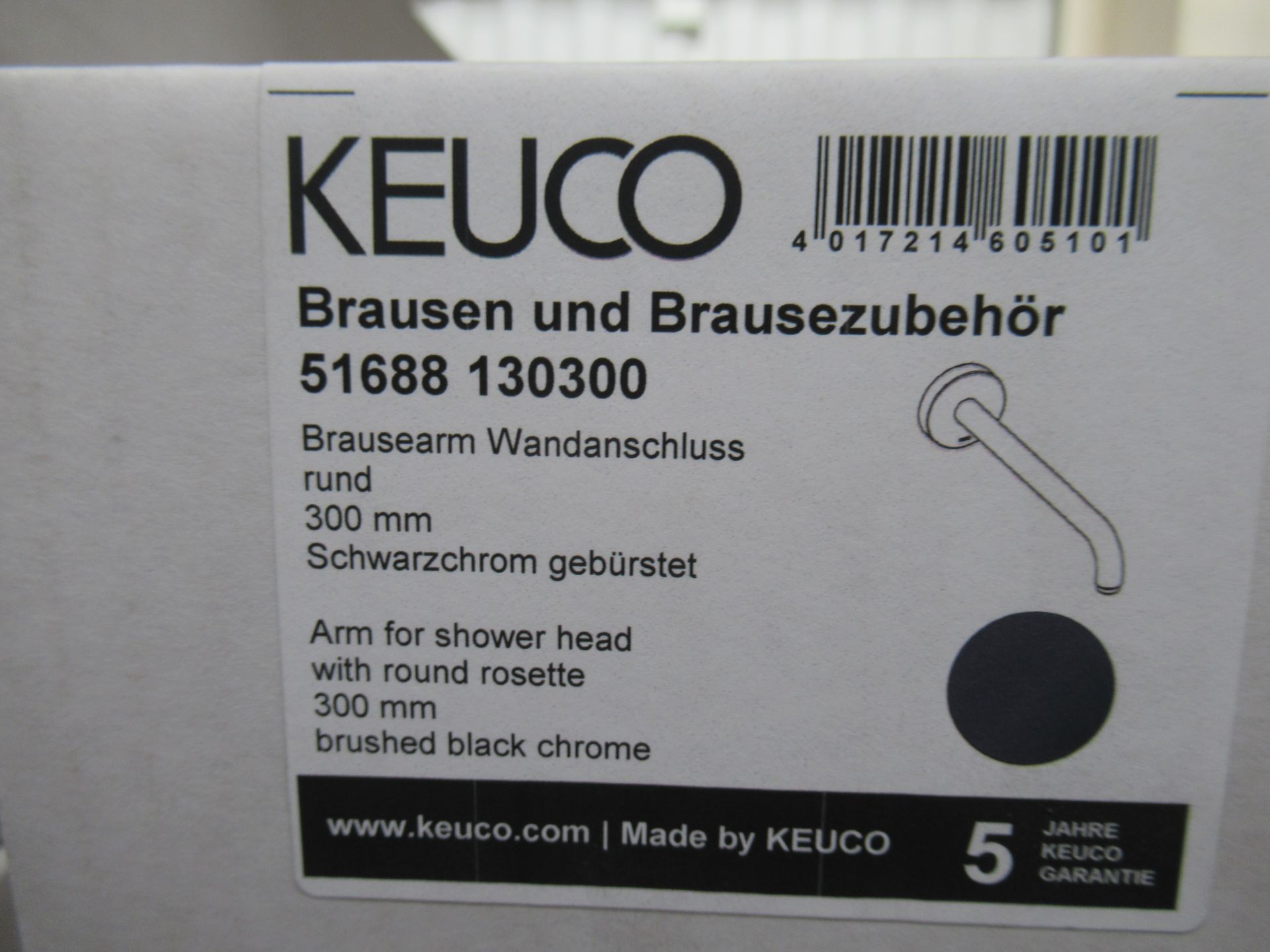 2 x Keuco Arm for Shower Head, Brushed Black Chrome, P/N 51688-130300 - Image 2 of 2