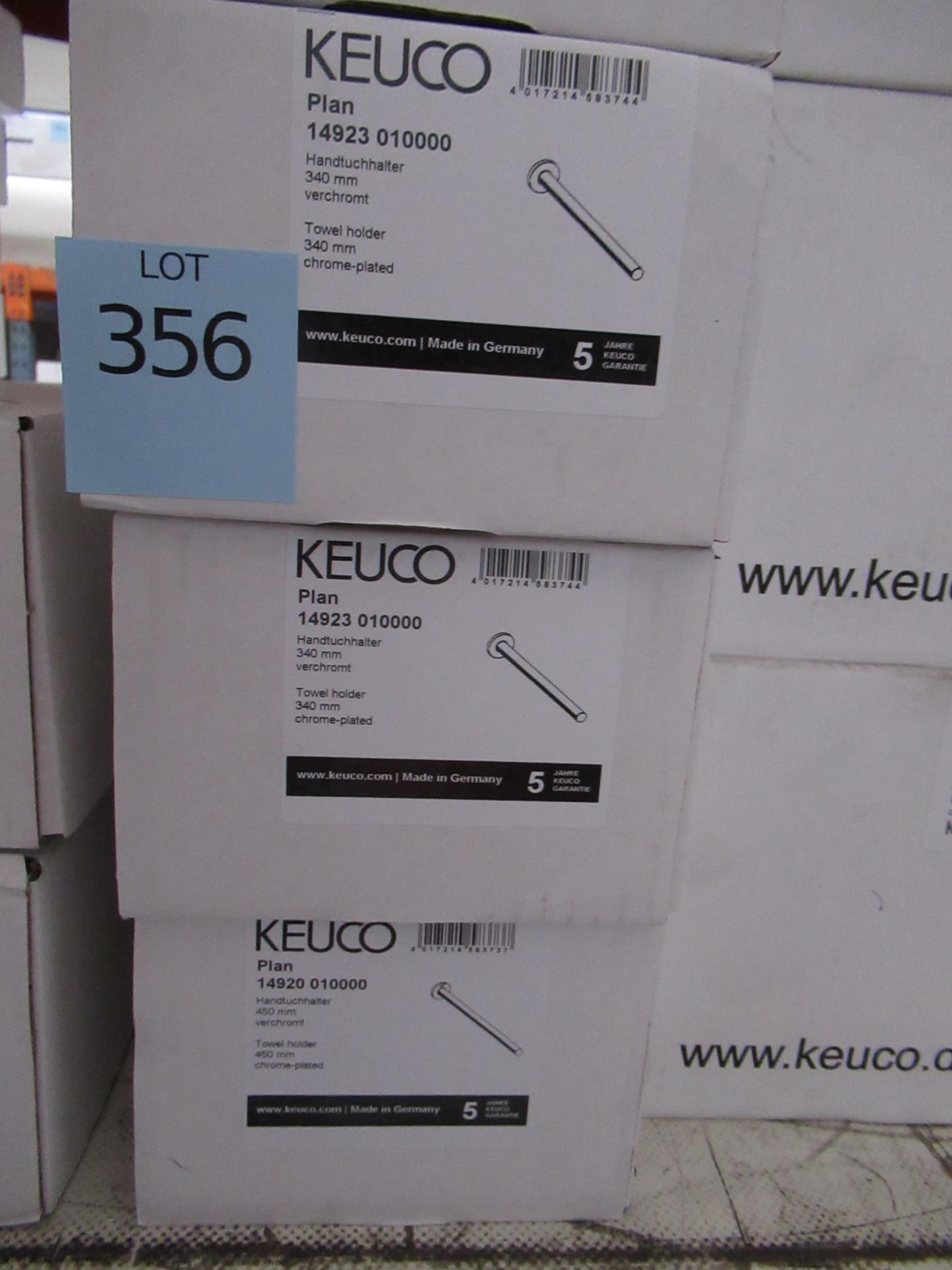 3 x Keuco Plan Towel Holder Chrome Plated, P/N 14923-010000