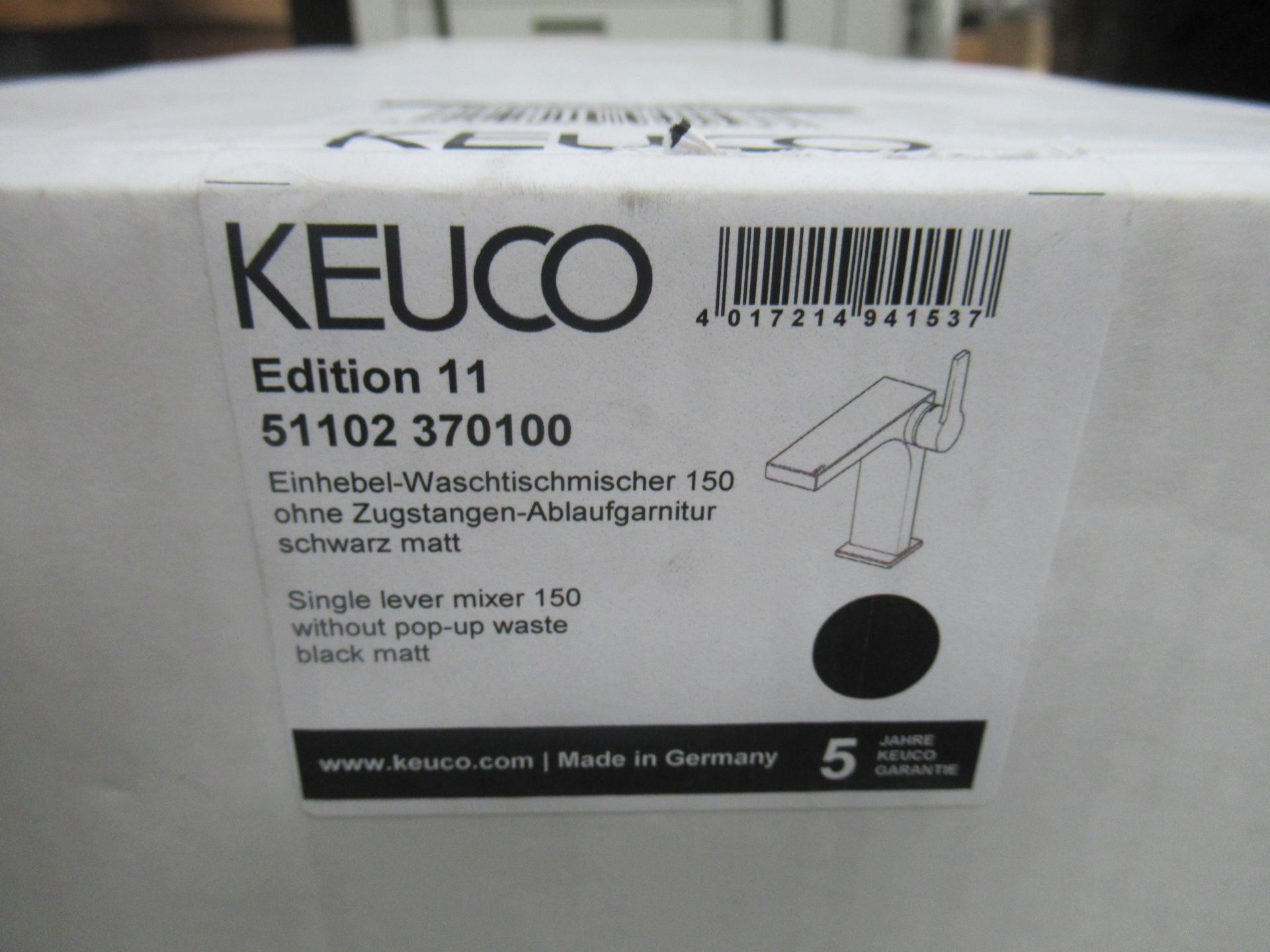 A Keuco Edition II Single Lever Mixer 150-Tap, Black Matt, P/N 51102-370100 - Image 2 of 2