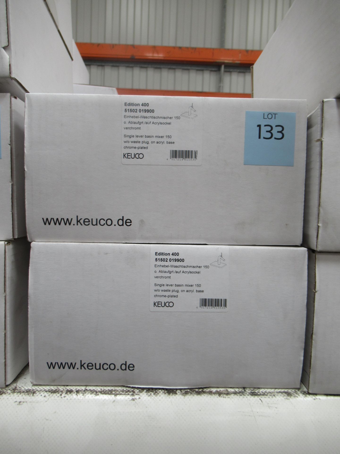 2 x Keuco Edition 400 Single Lever Basin Mixer 150-Tap, Chrome Plated, P/N 51502-019900