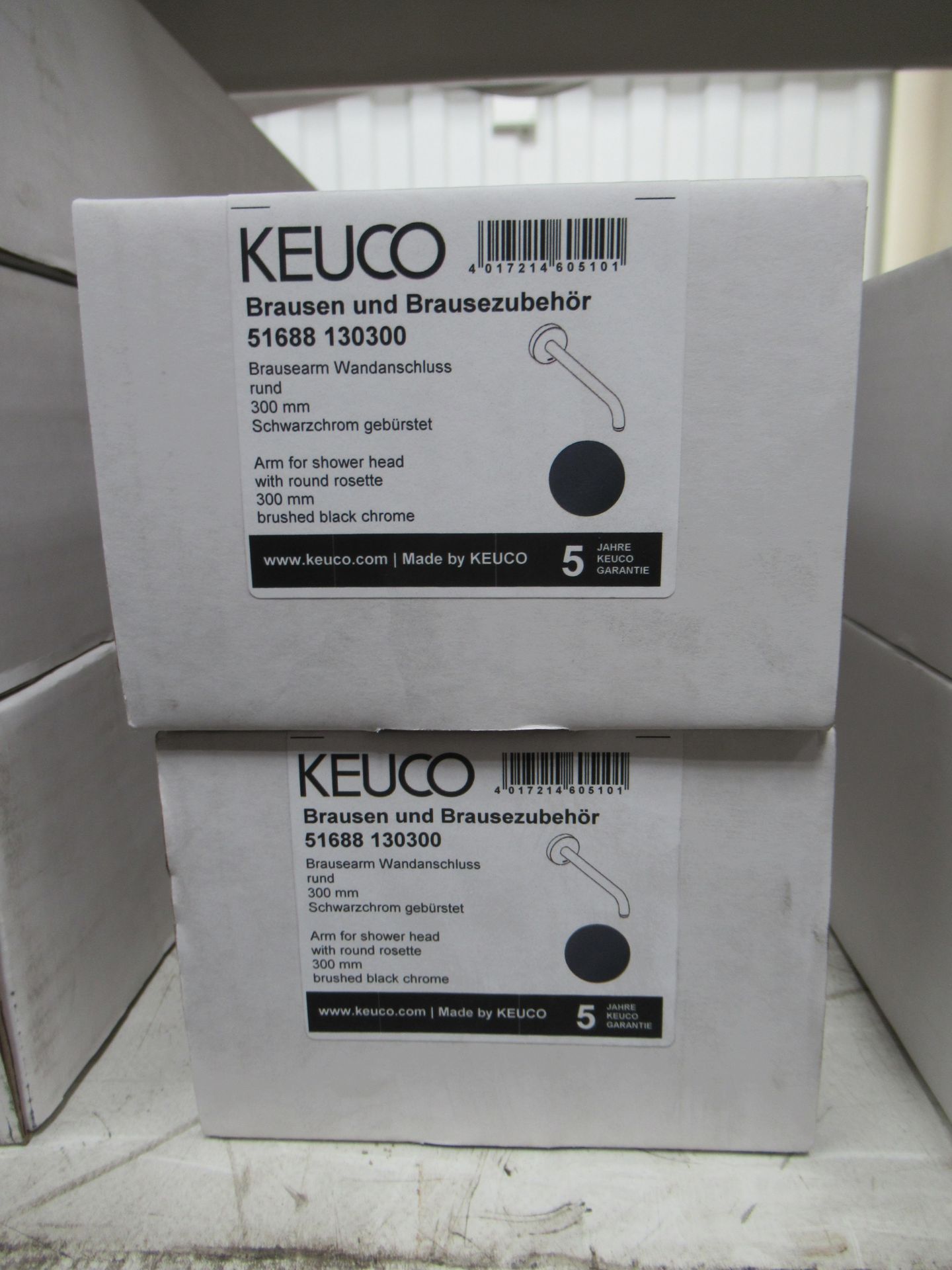 2 x Keuco Arm for Shower Head, Brushed Black Chrome, P/N 51688-130300