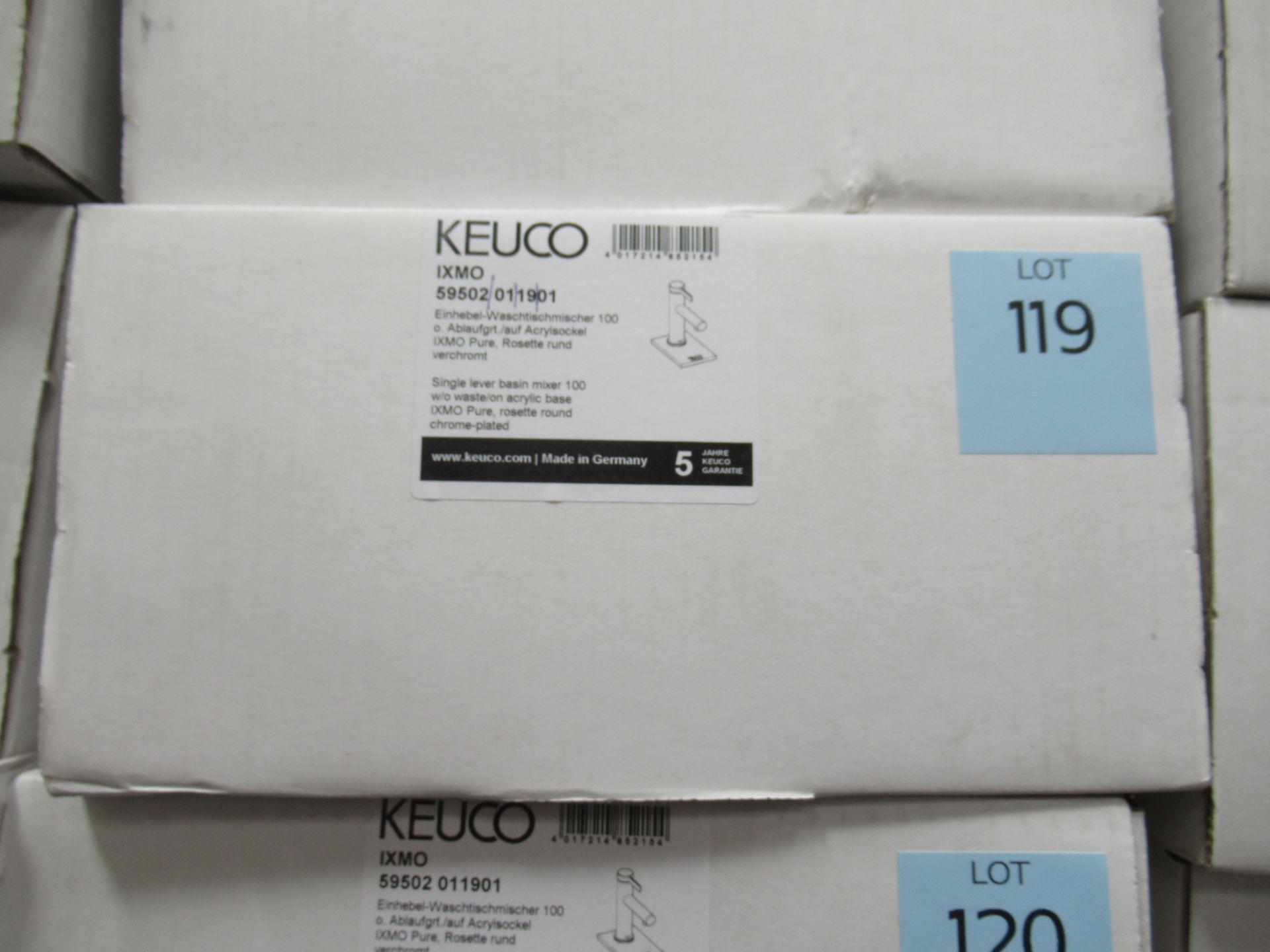 A Keuco IXMO Single Lever Basin Mixer 100-Tap, Chrome Plated, P/N 59502-011901