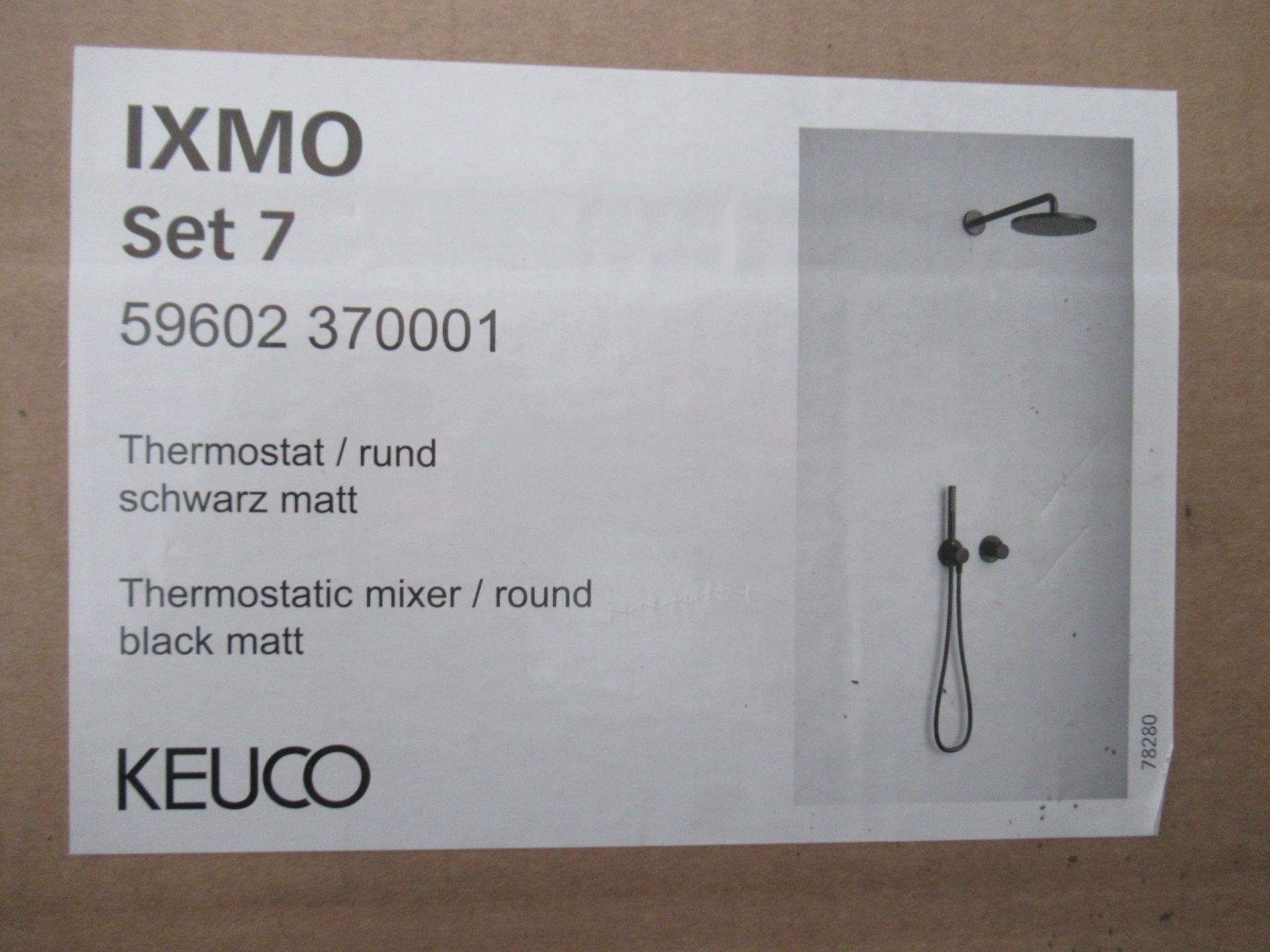 A Keuco IXMO Set 7 Thermostatic Mixer/Round Black Matt Shower Kit, P/N 59602-370001 - Image 2 of 2
