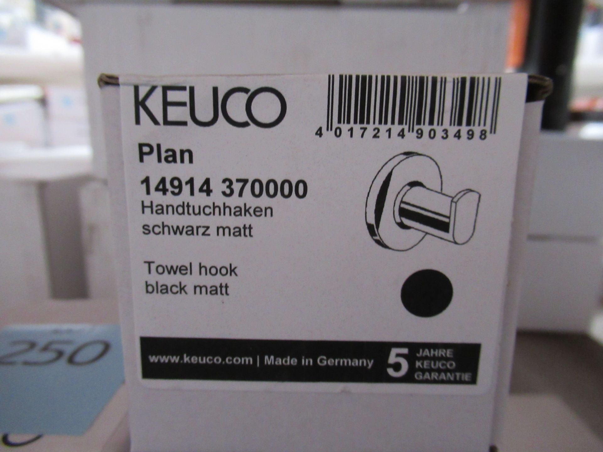 7x Keuco Plan Towel Hook Black Matt P/N 14914-370000 - Image 2 of 2
