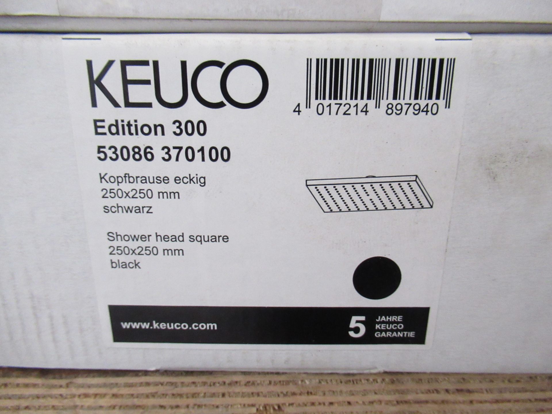 A Keuco Edition 300 Shower Head Square Black, P/N 53086-370100