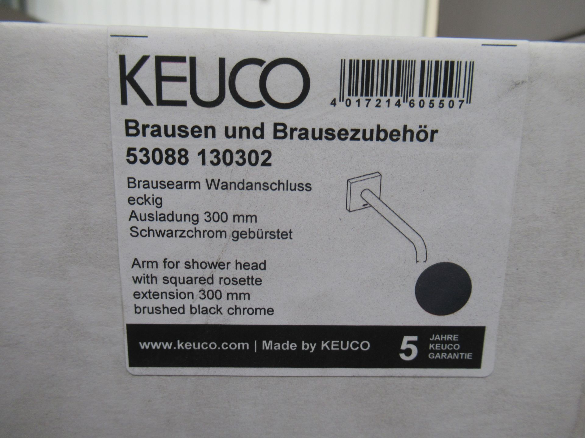 2 x Keuco Arm for Shower Head, Brushed Black Chrome, P/N 53088-130302 - Bild 2 aus 2