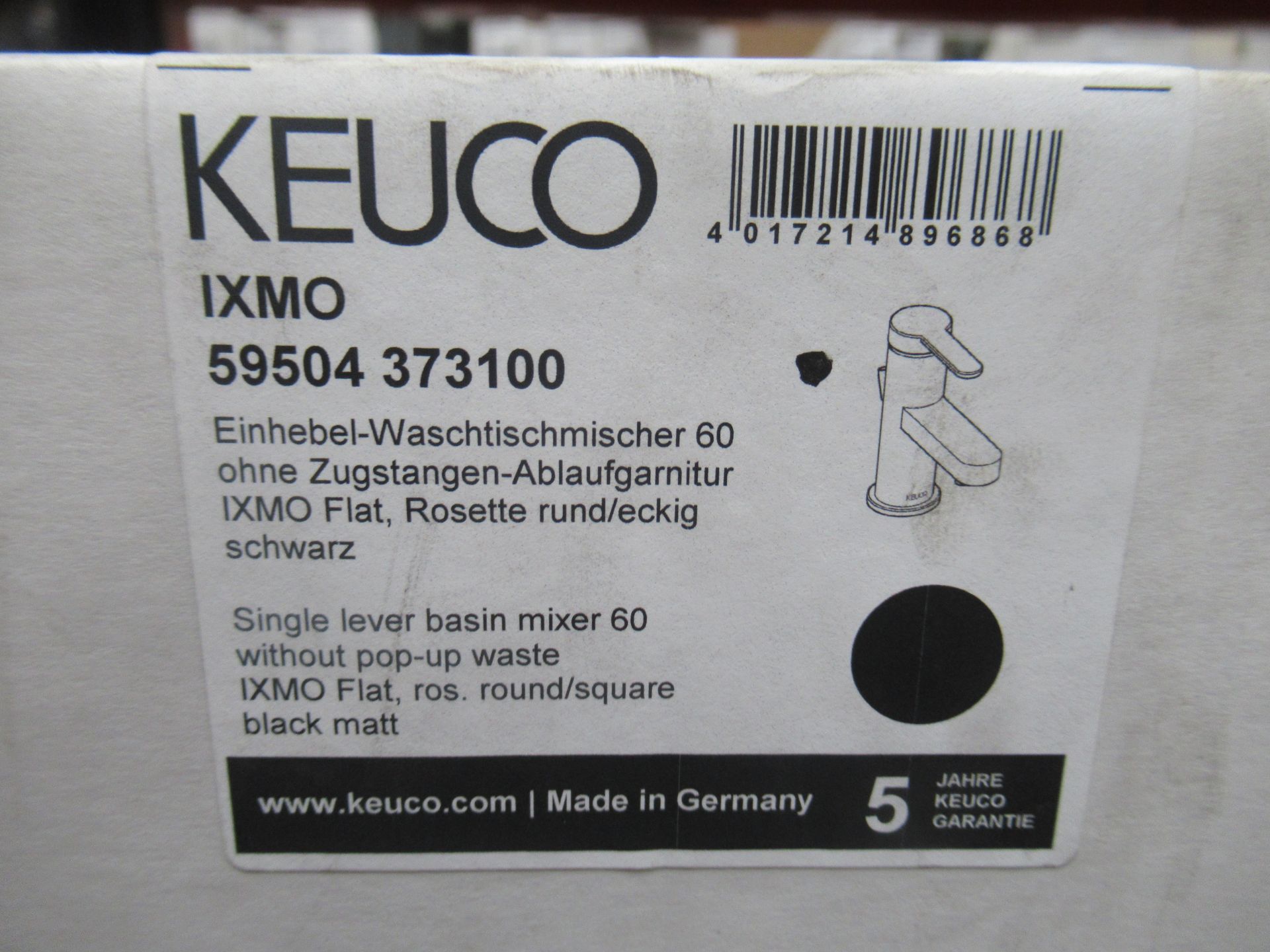 2 x Keuco IXMO Single Lever Basin Mixer 60-Tap, Black Matt, P/N 59504-372100 - Image 2 of 3