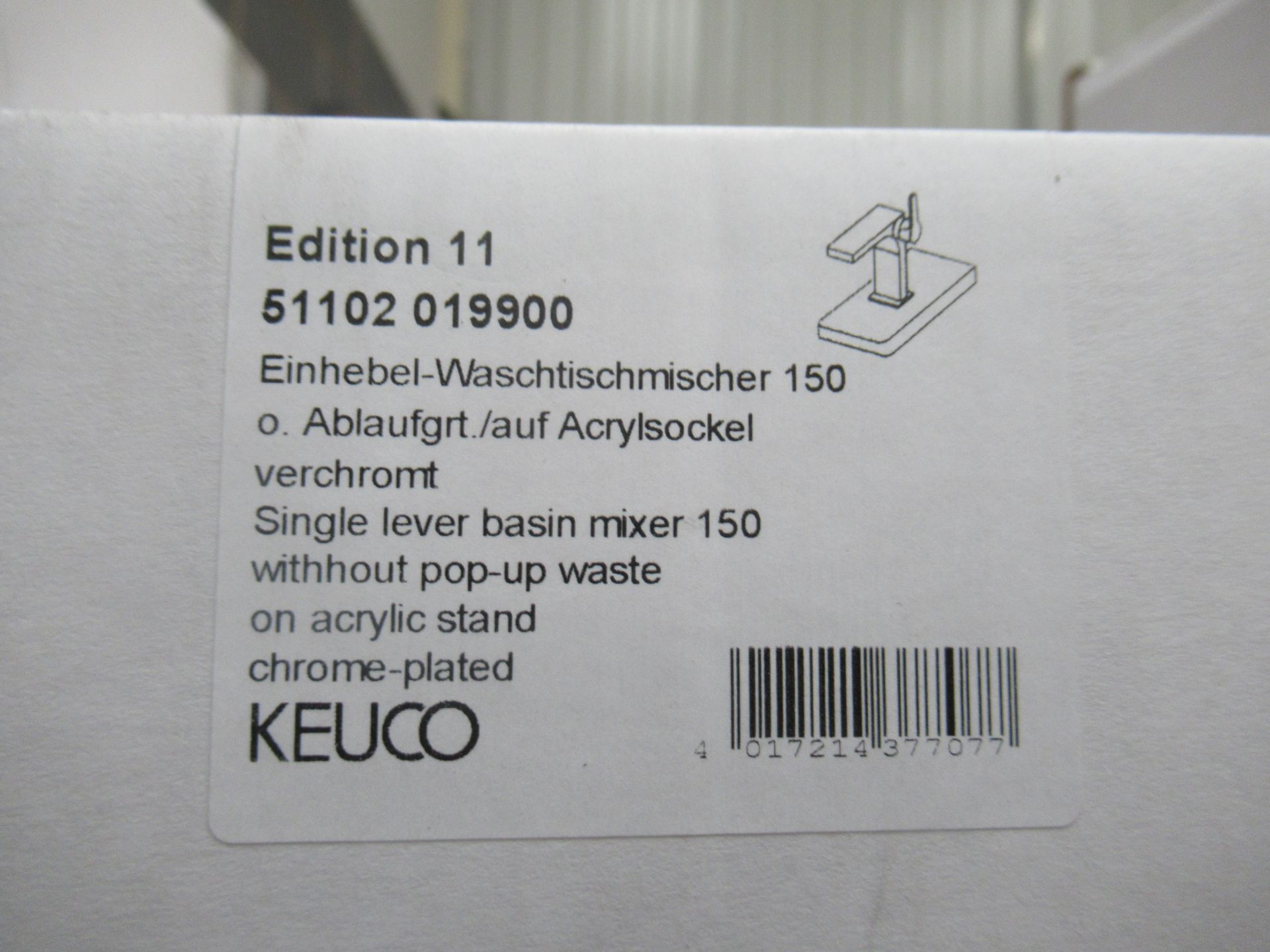A Keuco Edition II Single Lever Basin Mixer 150-Tap, Chrome Plated, P/N 51102-019900 - Image 2 of 3