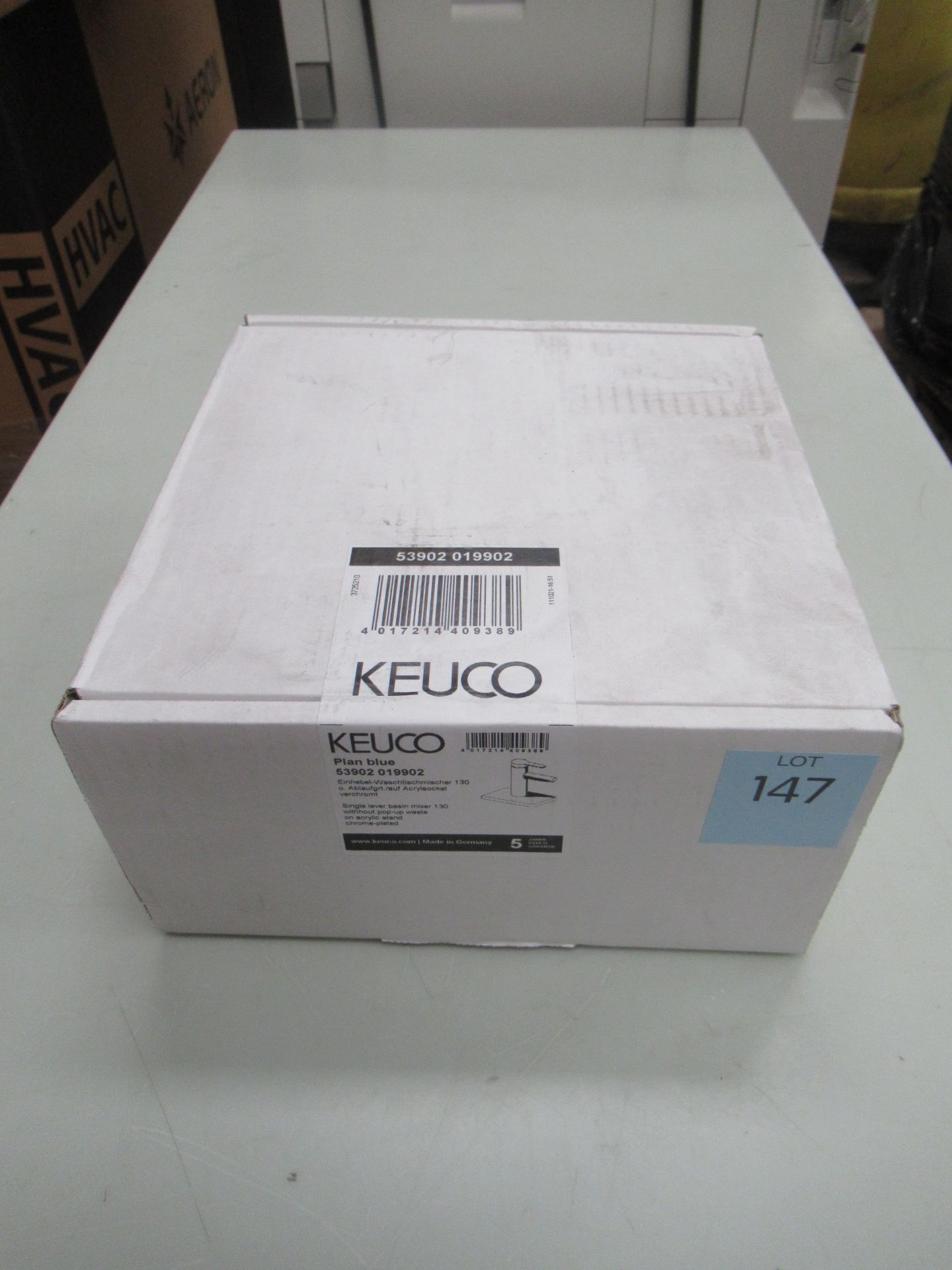 A Keuco Plan Blue - Single Lever Basin Mixer 130-Tap, Chrome Plated, P/N 53902-019902