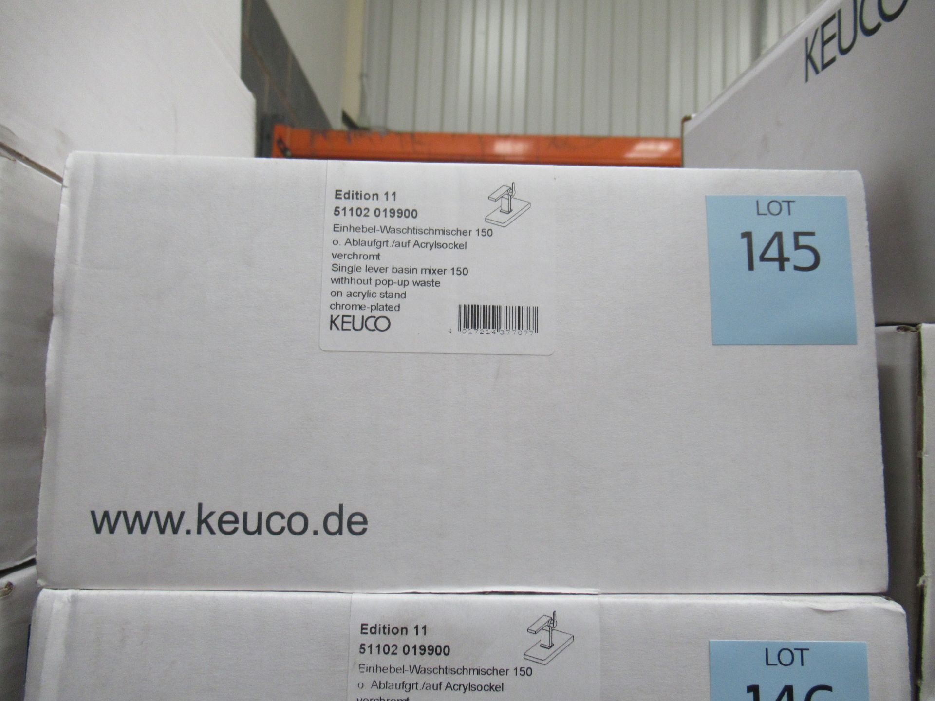 A Keuco Edition II Single Lever Basin Mixer 150-Tap, Chrome Plated, P/N 51102-019900