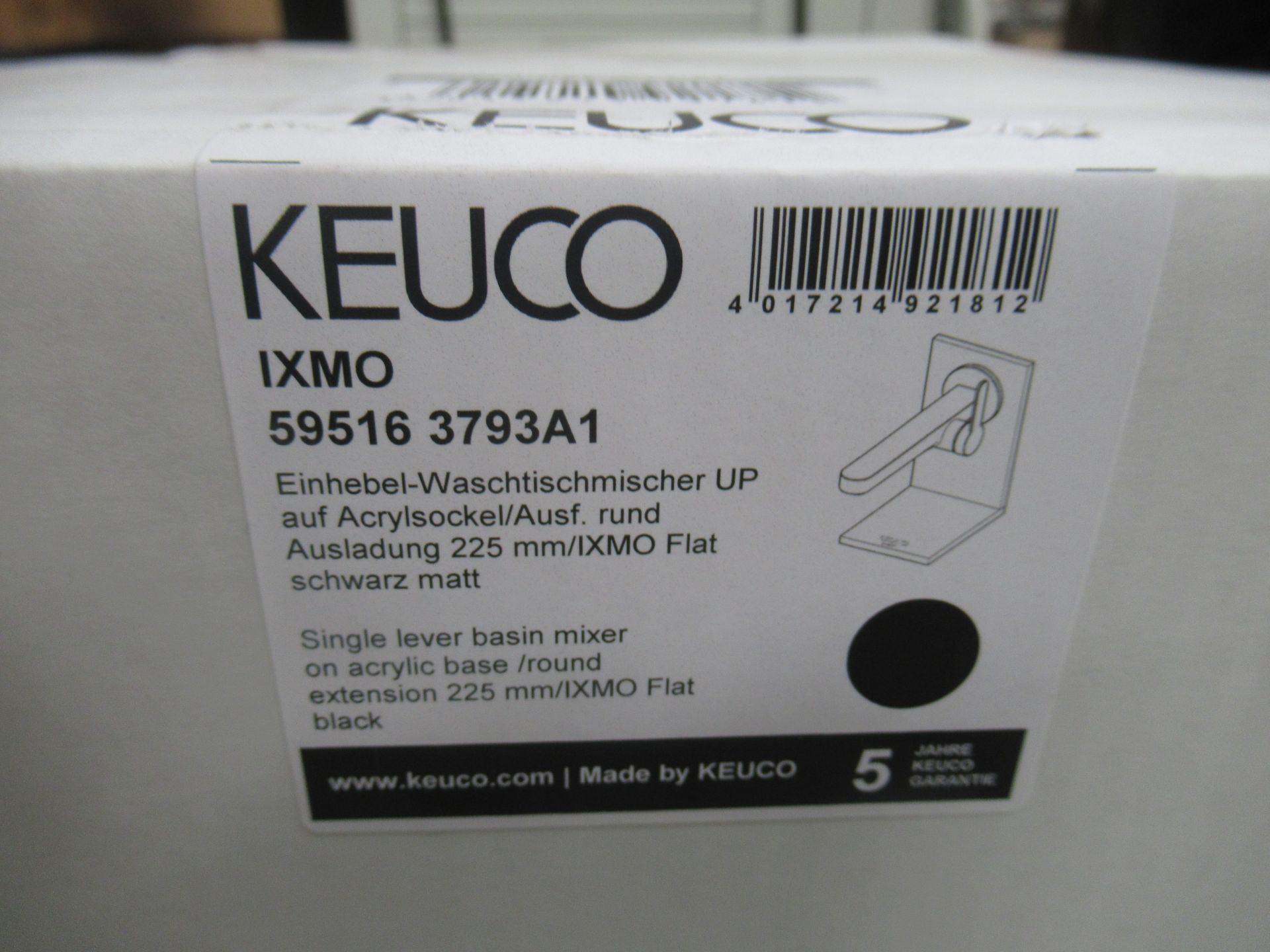 A Keuco IXMO Single Lever Basin Mixer Tap, Flat Black, P/N 59516-3793A1 - Image 2 of 3