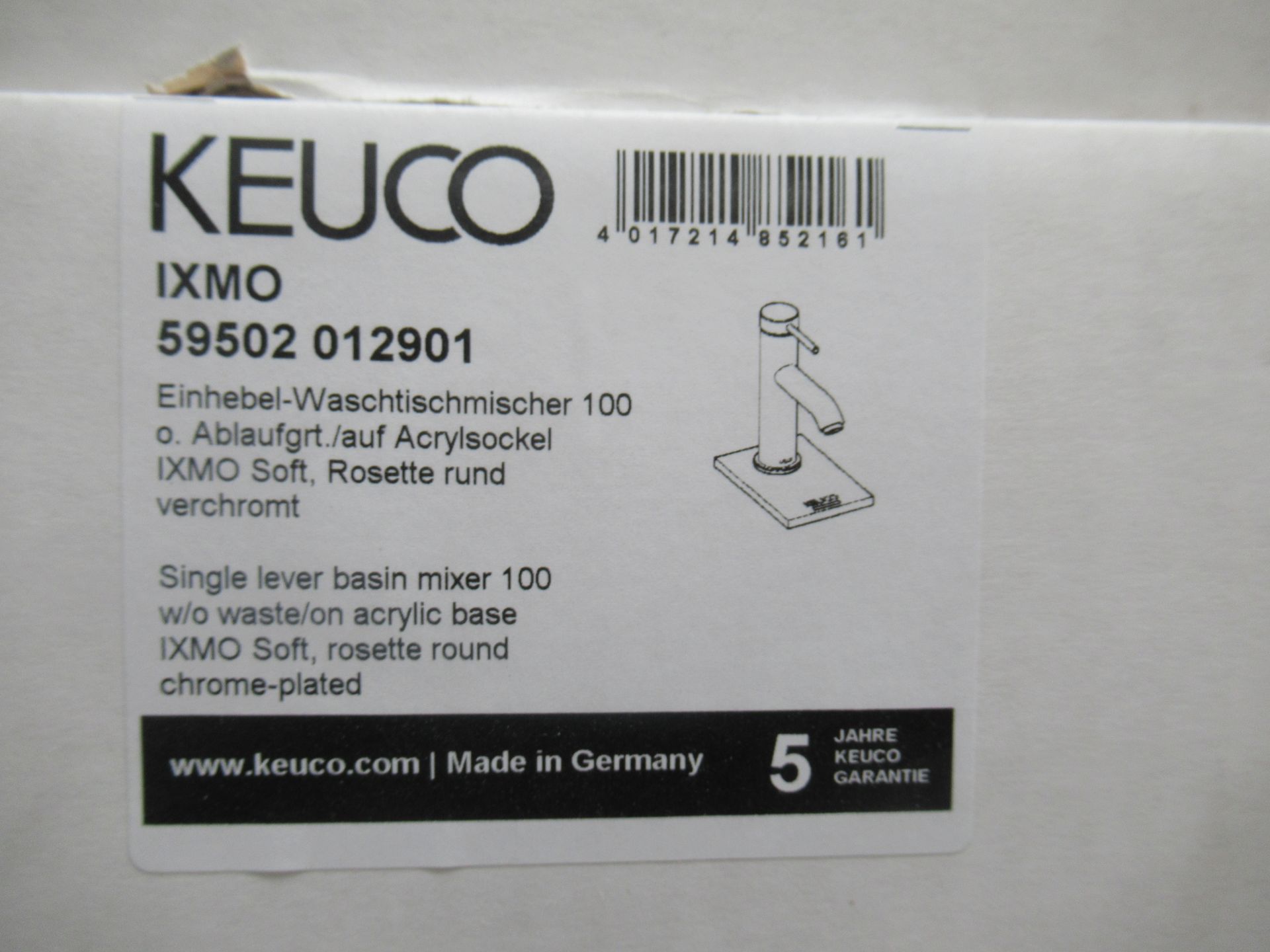 2 x Keuco IXMO Single Lever Basin Mixer 100-Tap, Chrome Plated, P/N 59502-012901 - Image 2 of 3