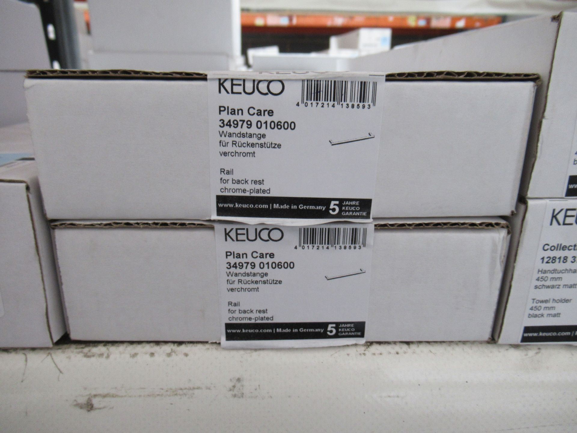 2 x Keuco Plan Care Rail for Back Rest Chrome Plated, P/N 34979-010600