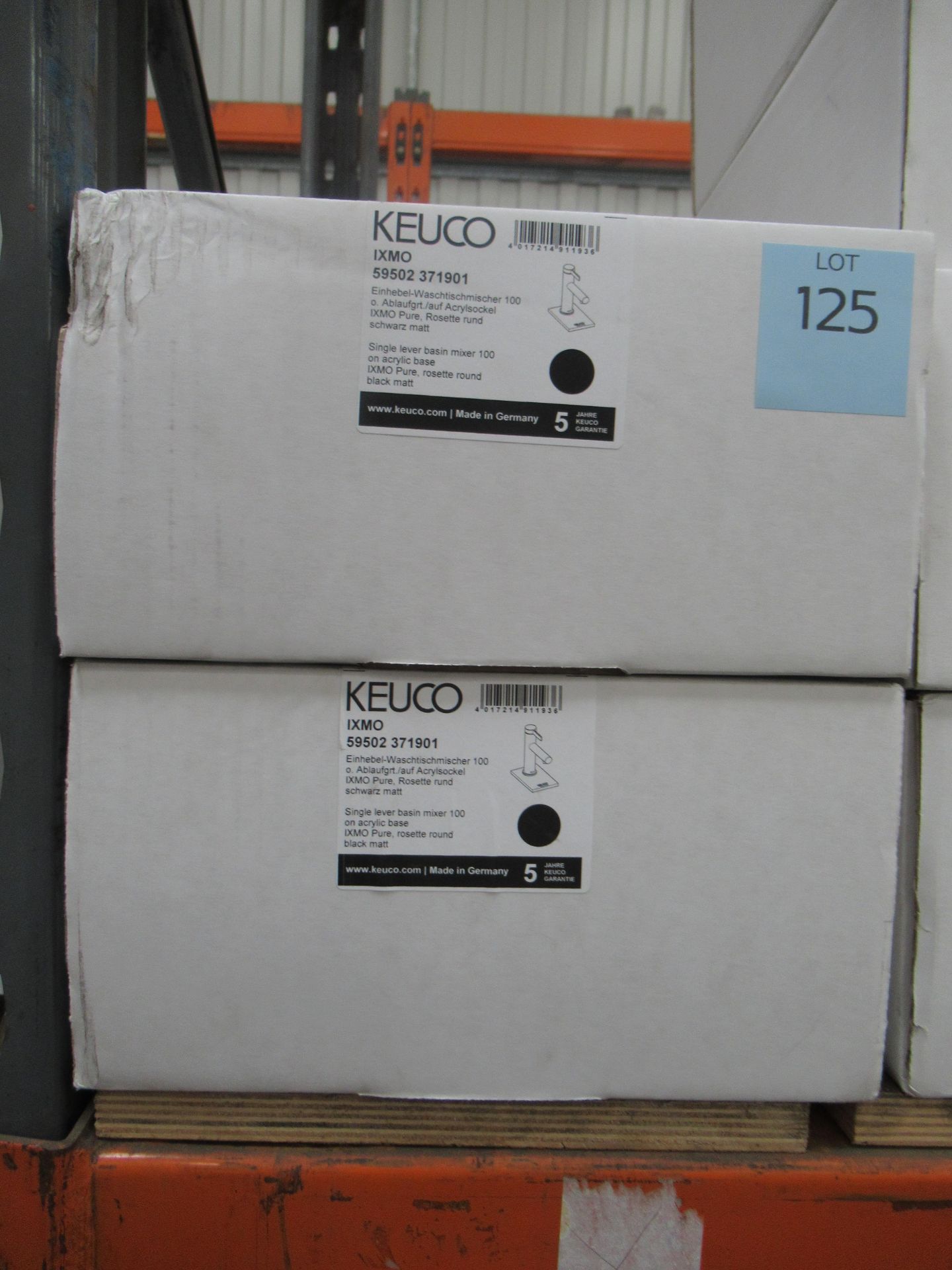 2 x Keuco IXMO Single Lever Basin Mixer 100-Tap, Black Matt, P/N 59502-371901