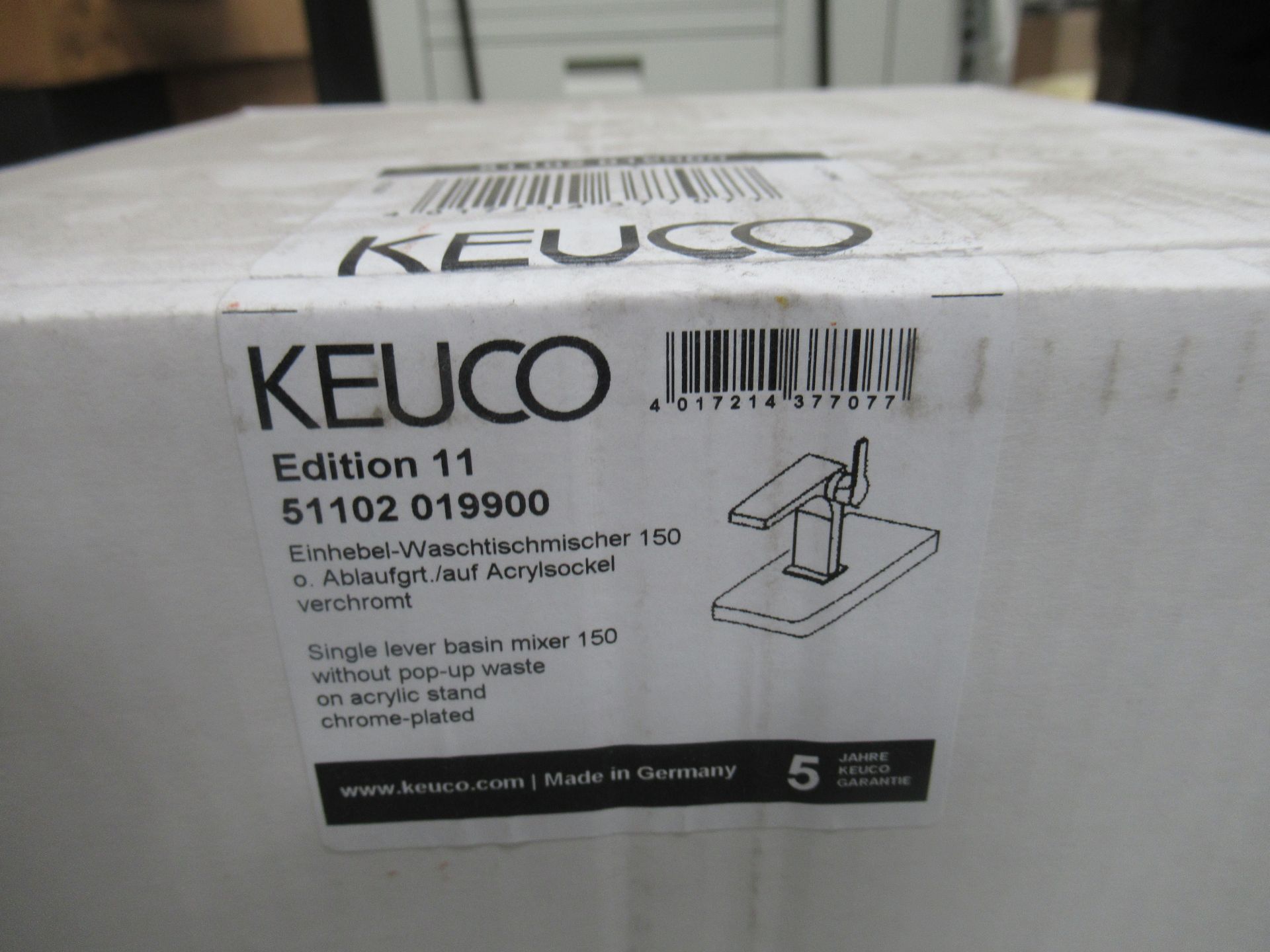 A Keuco Edition II Single Lever Basin Mixer 150-Tap, Chrome Plated, P/N 51102-019900 - Image 2 of 3