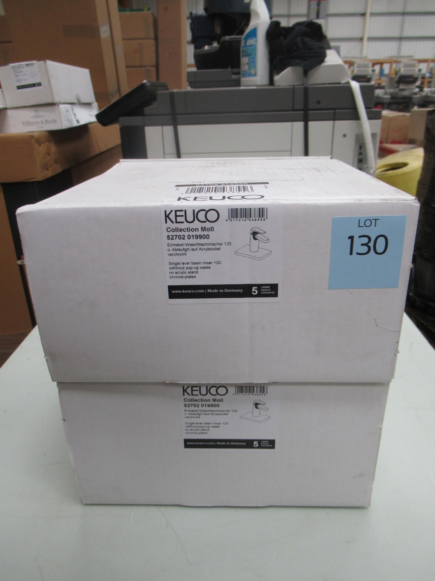 2 x Keuco Collection Moll Single Lever Basin Mixer 120-Tap, Chrome Plated, P/N 52702-019900