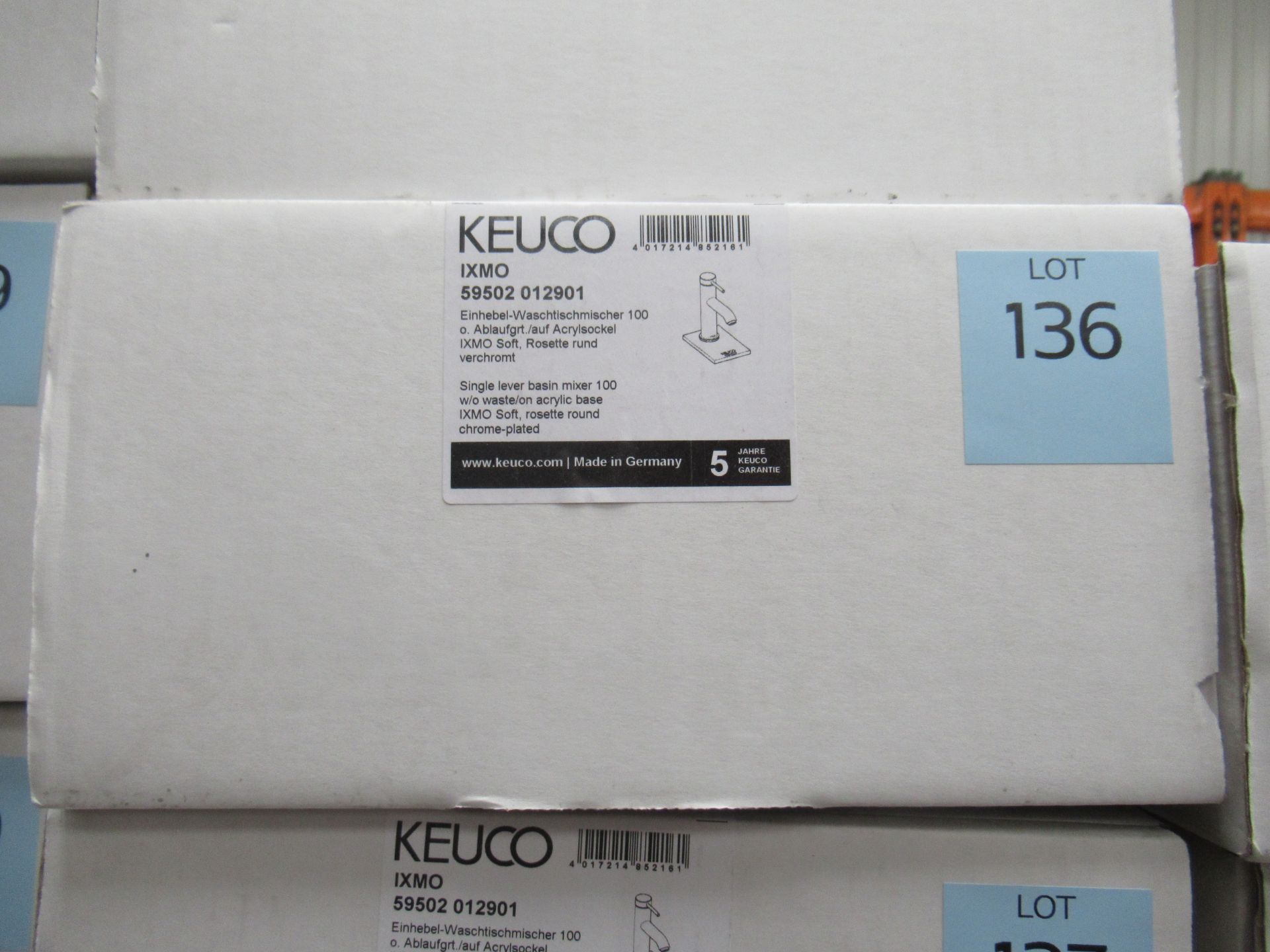 A Keuco IXMO Single Lever Basin Mixer 100-Tap, Chrome Plated, P/N 59502-012901