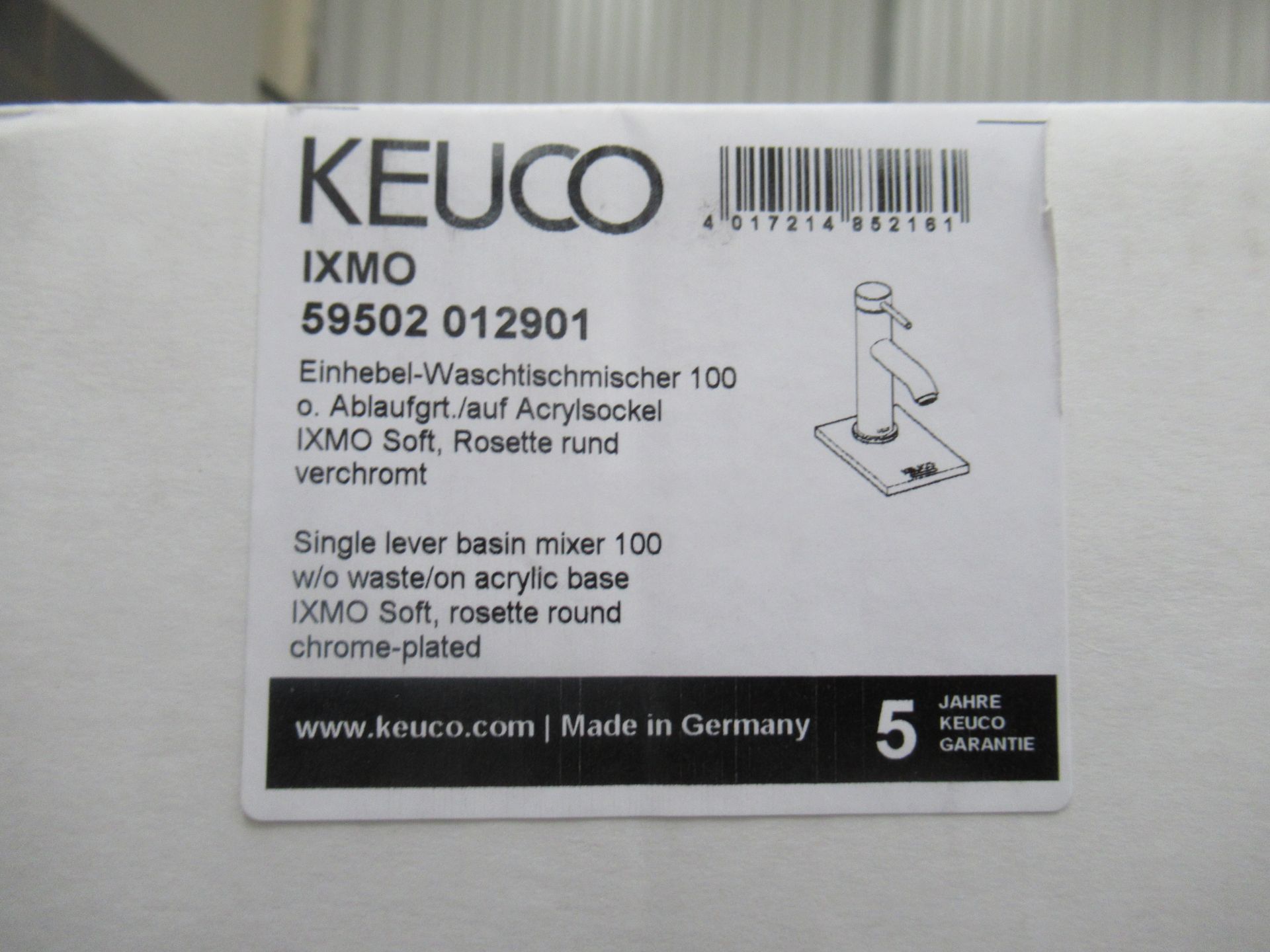 A Keuco IXMO Single Lever Basin Mixer 100-Tap, Chrome Plated, P/N 59502-012901 - Image 2 of 3