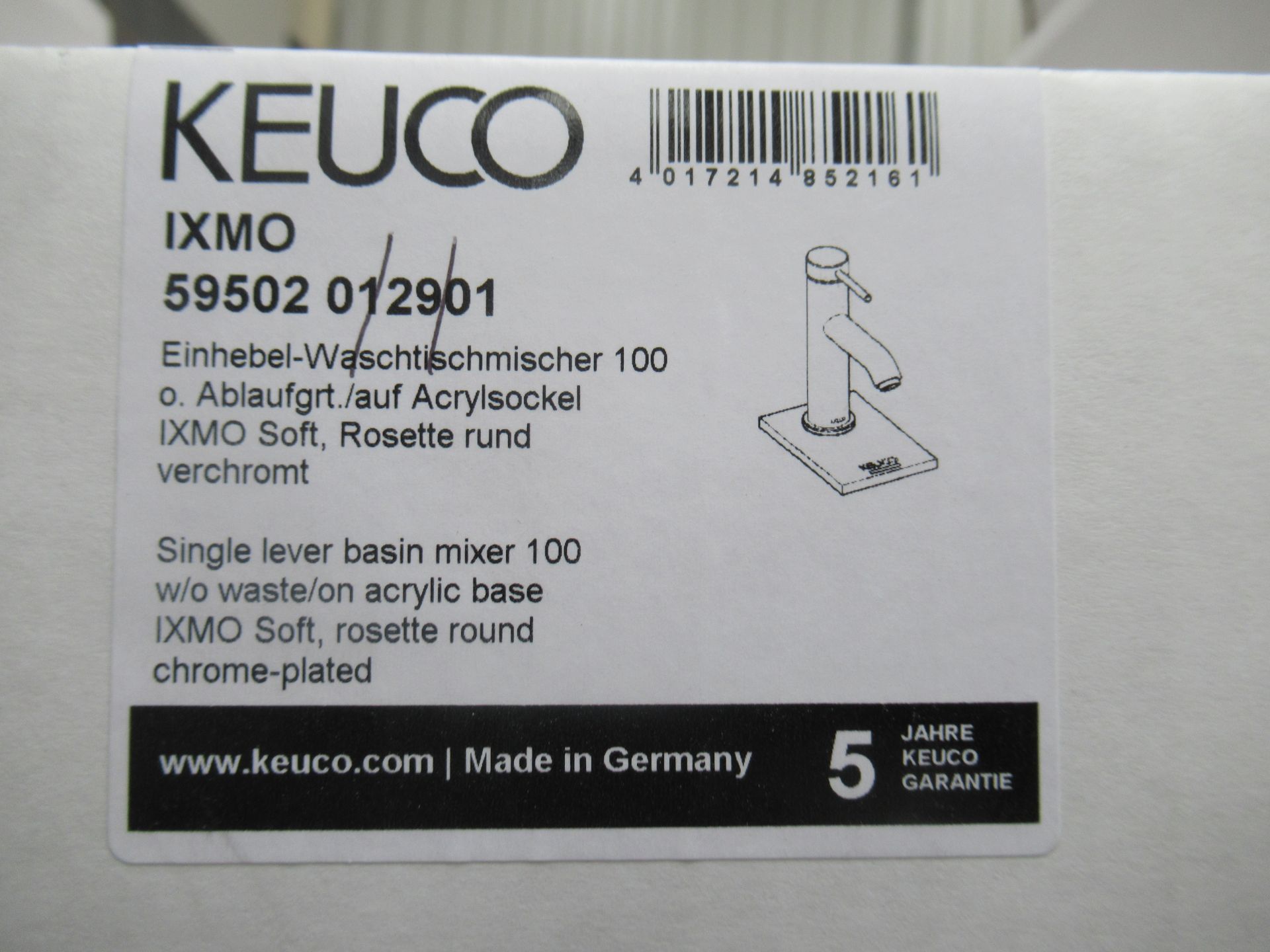 A Keuco IXMO Single Lever Basin Mixer 100-Tap, Chrome Plated, P/N 59502-012901 - Image 2 of 3