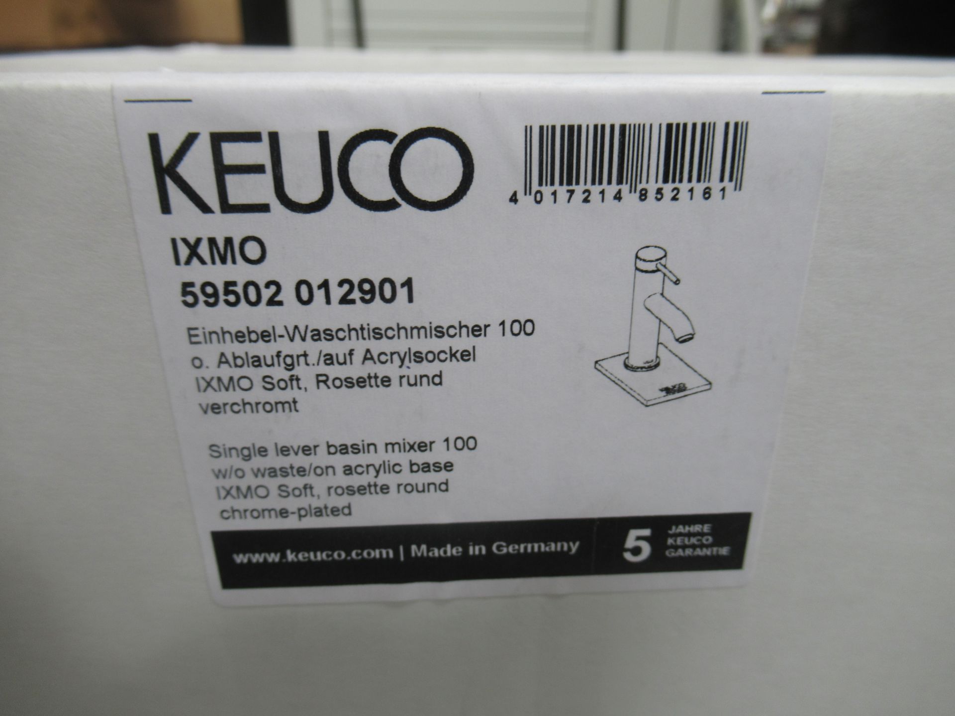 A Keuco IXMO Single Lever Basin Mixer 100-Tap, Chrome Plated, P/N 59502-012901 - Bild 2 aus 3