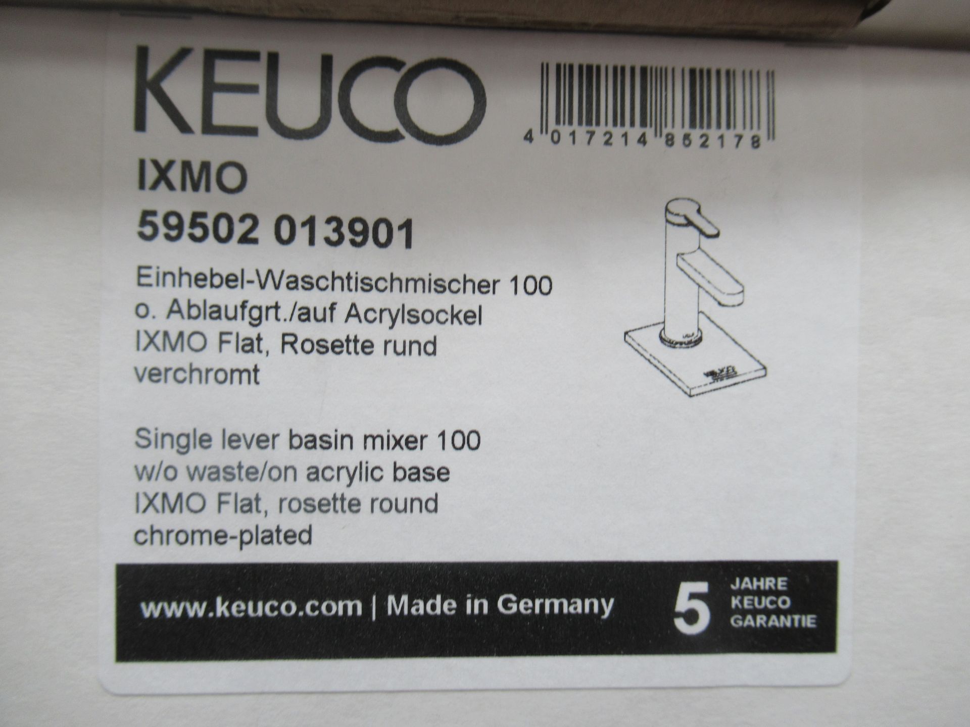 2 x Keuco IXMO Single Lever Basin Mixer 100-Tap, Chrome Plated, P/N 59502-013901 - Image 2 of 3