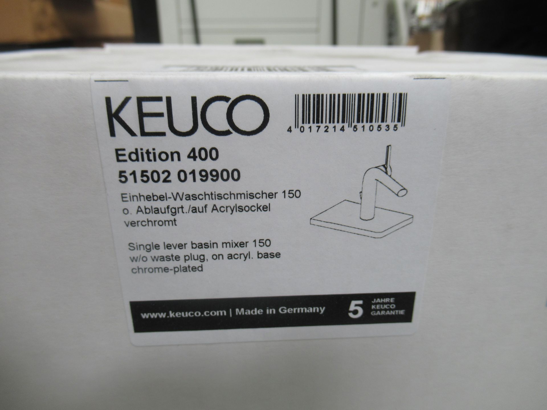 A Keuco Edition 400 Single Lever Basin Mixer 150-Tap, Chrome Plated, P/N 51502-019900 - Image 2 of 3