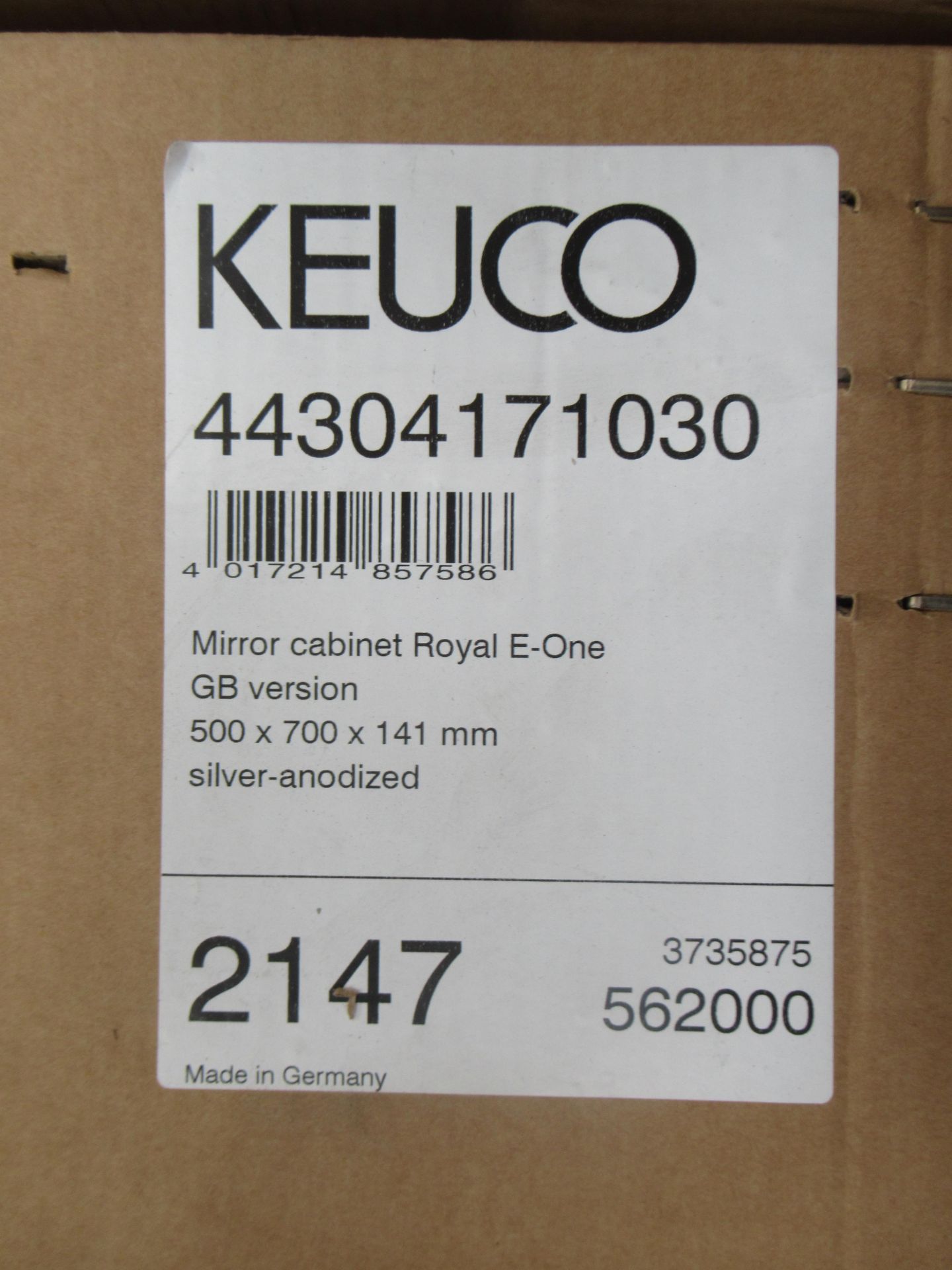 Keuco Royal E-One Single Mirror Cabinet - Image 2 of 4