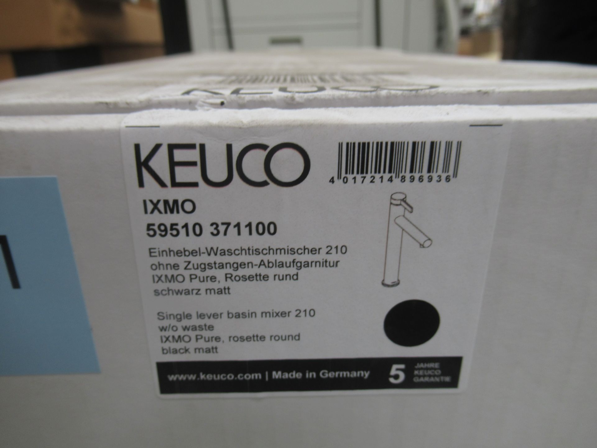 A Keuco IXMO Single Lever Basin Mixer 210-Tap, Black Matt, P/N 59510-37110 - Image 2 of 3