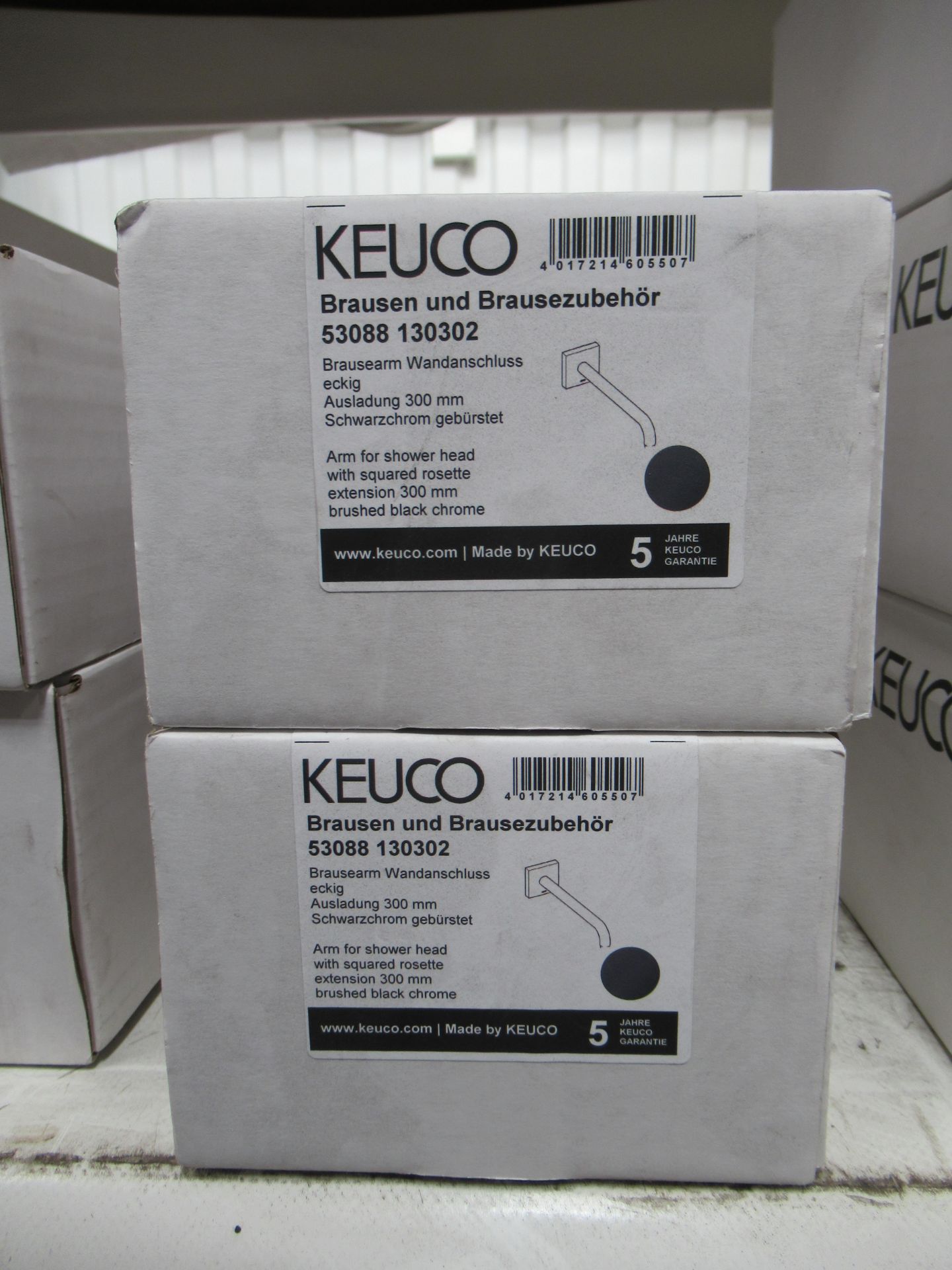 2 x Keuco Arm for Shower Head, Brushed Black Chrome, P/N 53088-130302