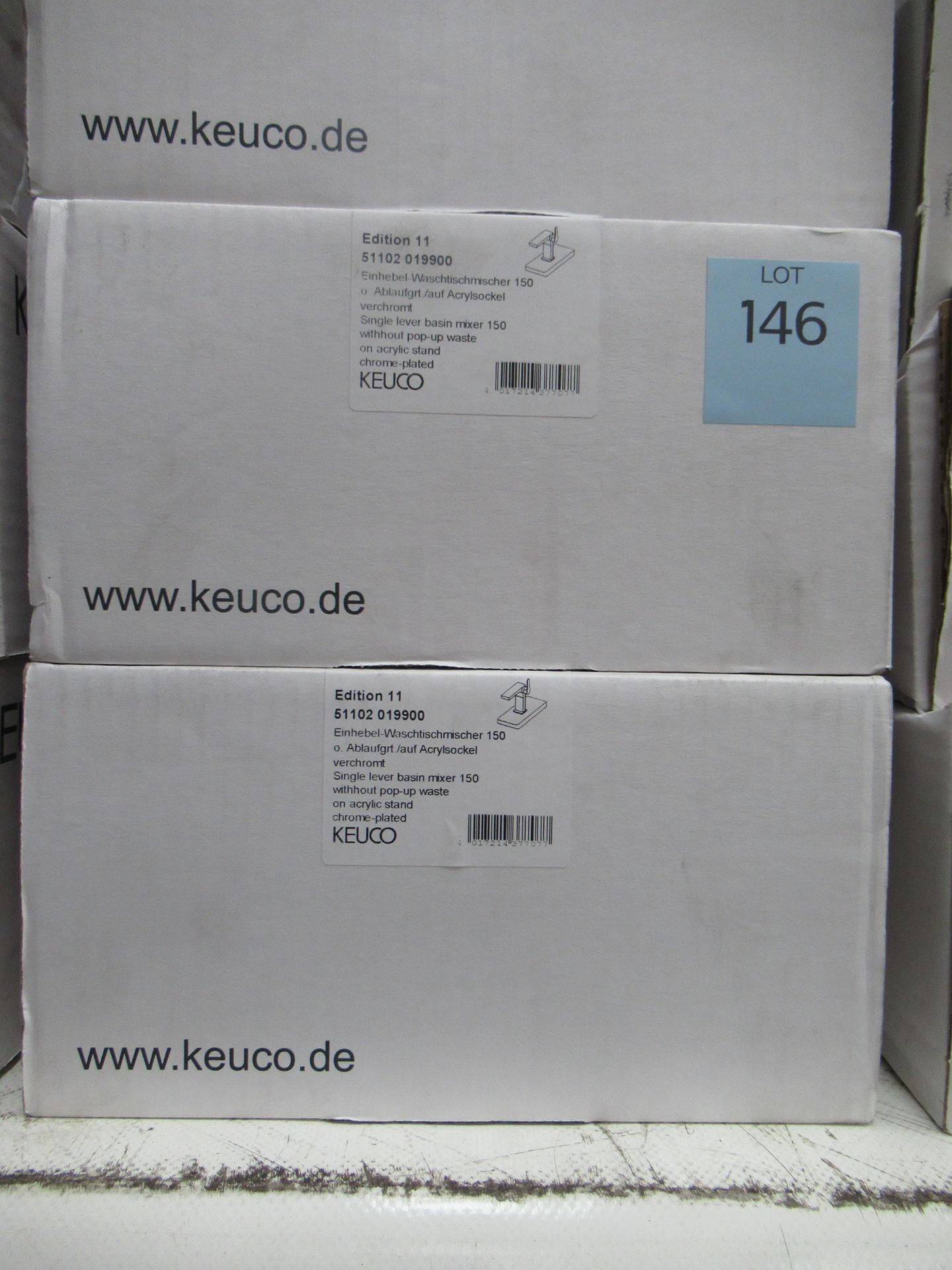 2 x Keuco Edition II Single Lever Basin Mixer 150-Tap, Chrome Plated, P/N 51102-019900