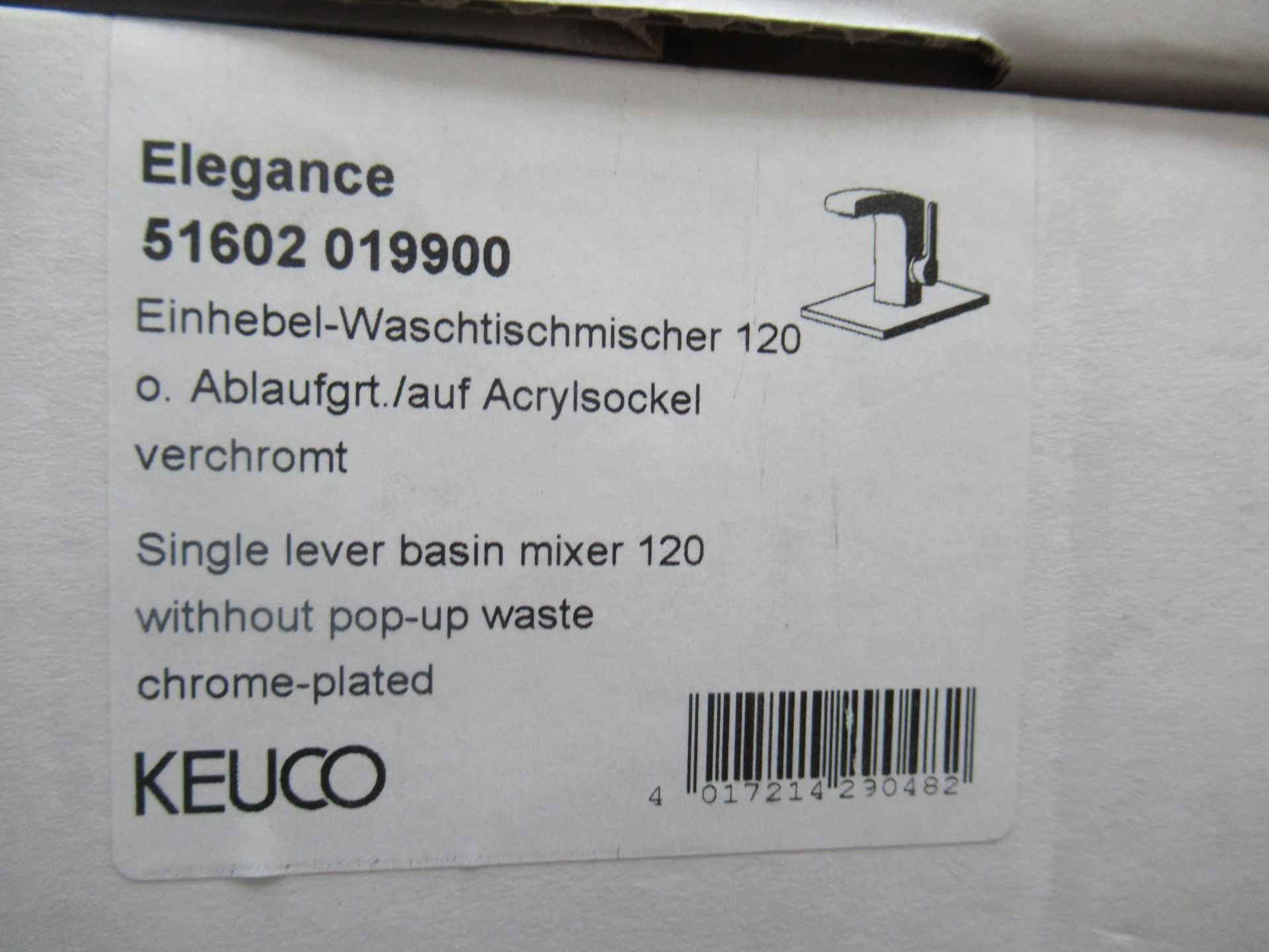2 x Keuco Elegance Single Lever Basin Mixer 120-Tap, Chrome Plated, P/N 51602-019900 - Image 2 of 3