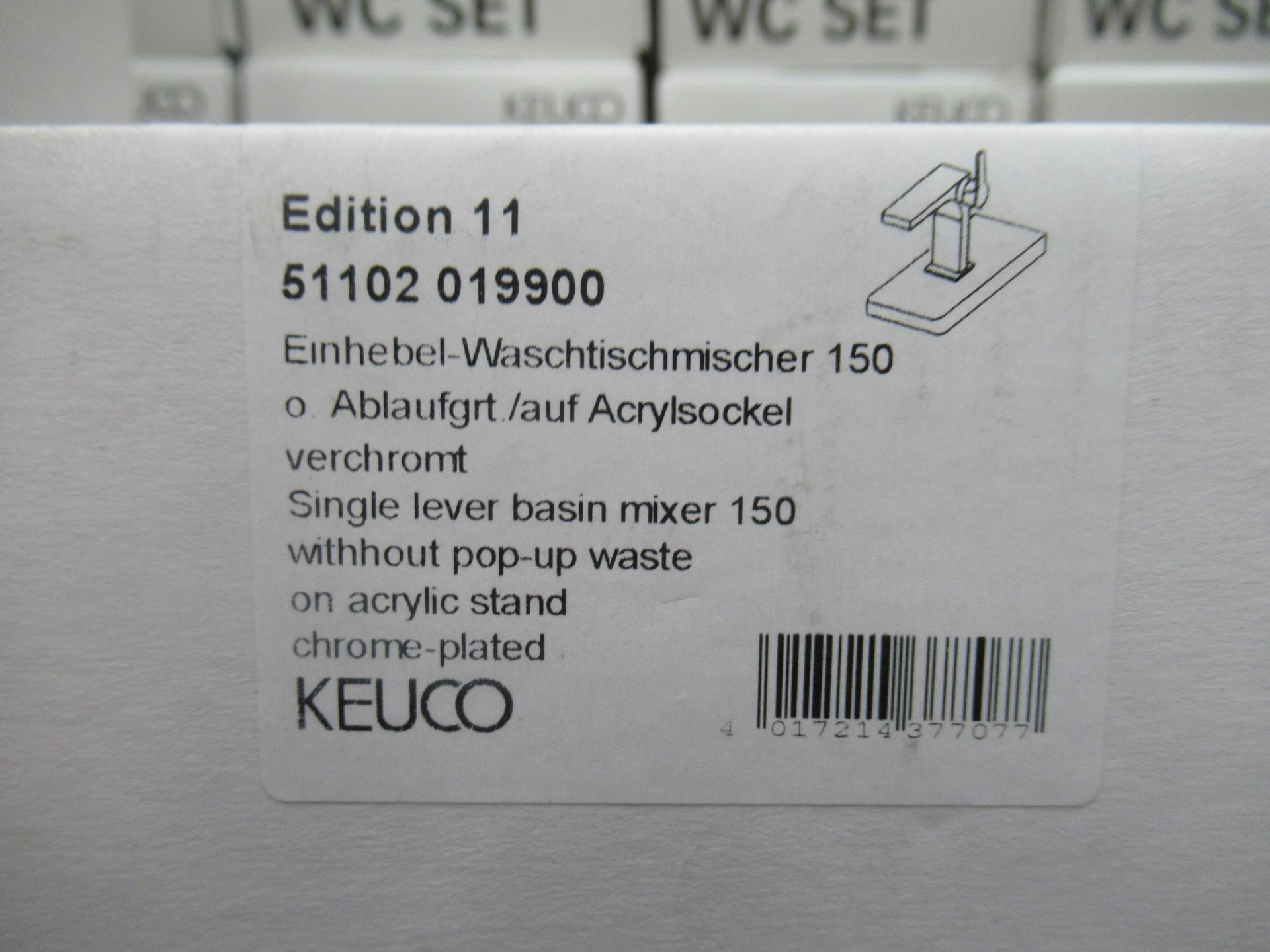 A Keuco Edition II Single Lever Basin Mixer 150-Tap, Chrome Plated, P/N 51102-019900 - Bild 2 aus 3