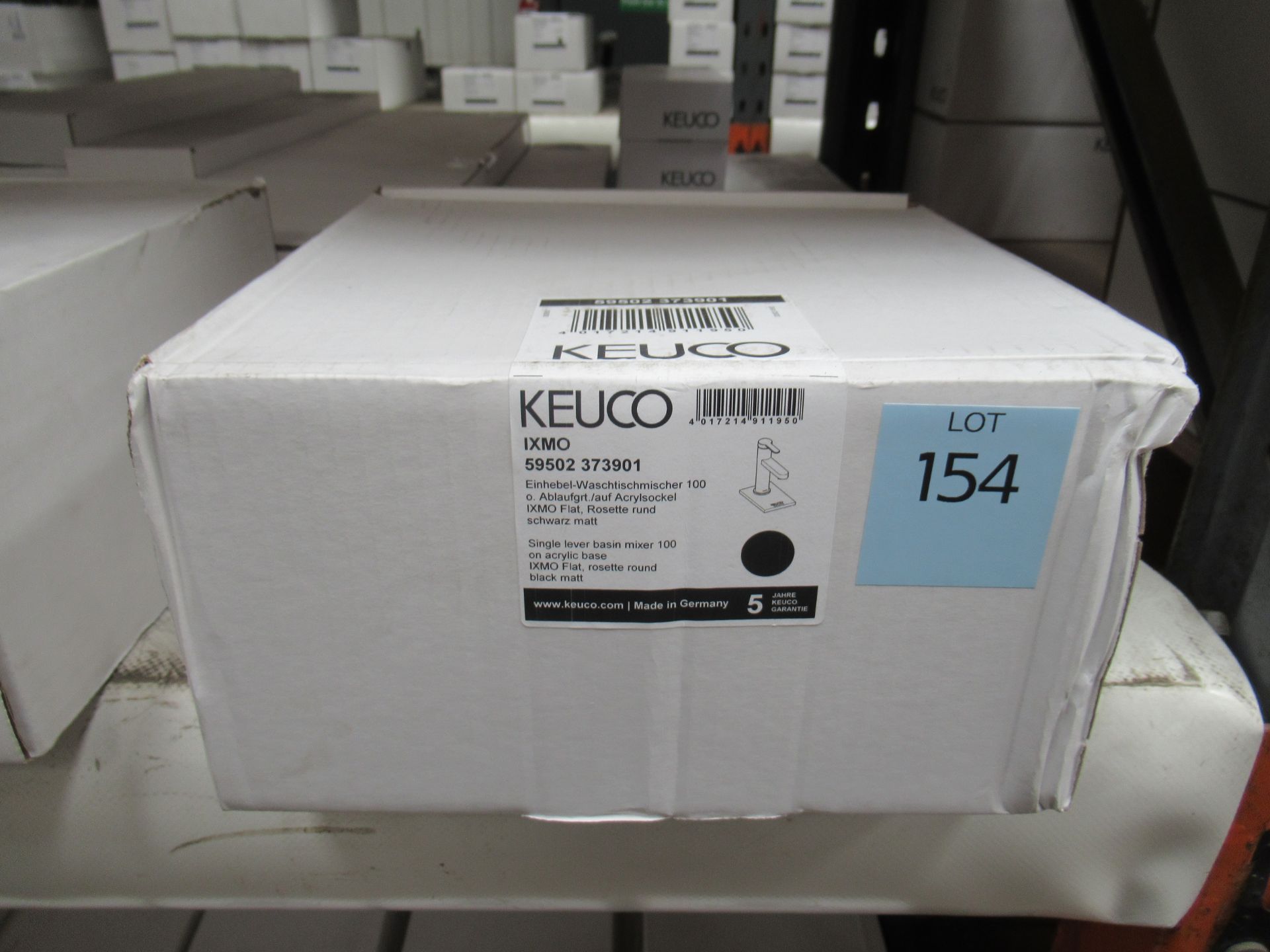 A Keuco IXMO Single Lever Basin Mixer 100-Tap,. Black Matt, P/N 59502-373901