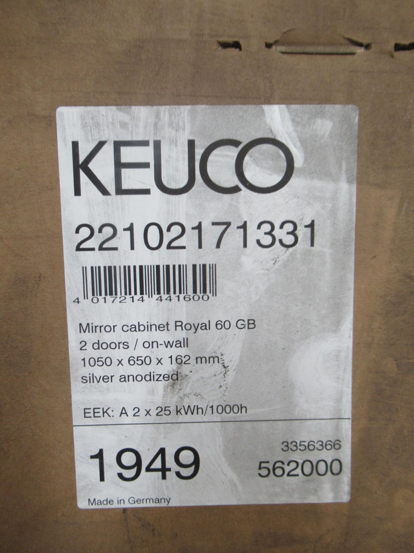 Keuco Royal 60 2-Door Mirror Cabinet - Image 2 of 3