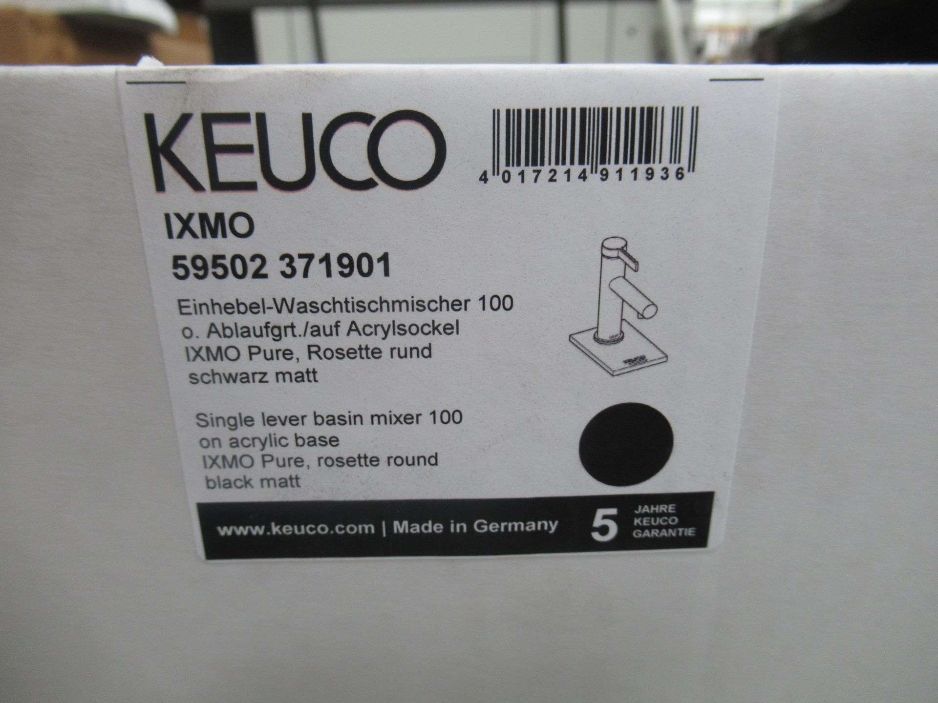 A Keuco IXMO Single Lever Basin Mixer 100-Tap, Black Matt, P/N 59502-371901 - Image 2 of 3