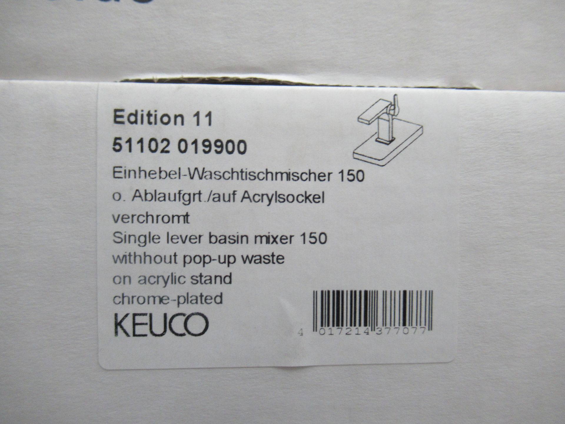 2 x Keuco Edition II Single Lever Basin Mixer 150-Tap, Chrome Plated, P/N 51102-019900 - Image 2 of 3