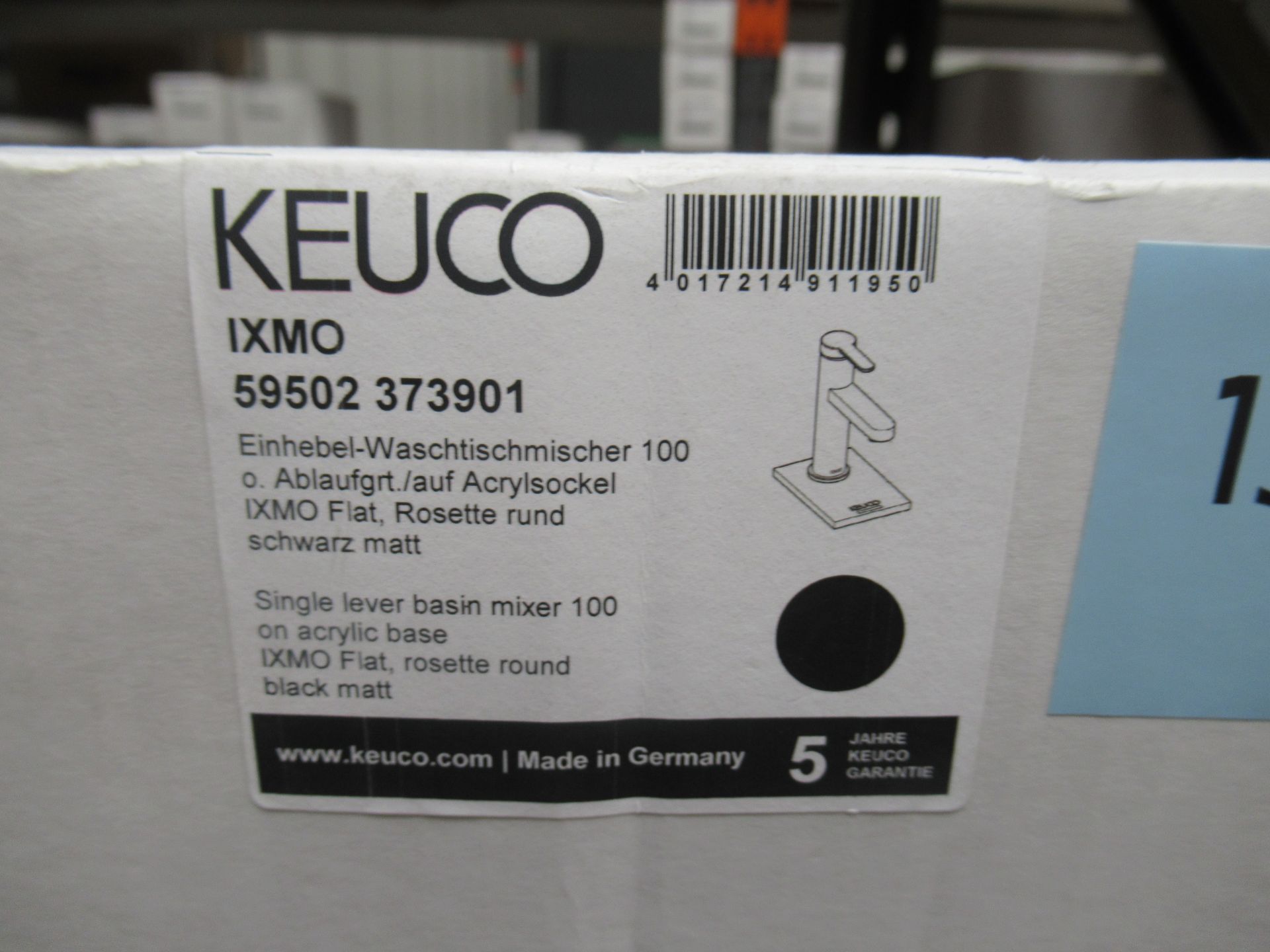 A Keuco IXMO Single Lever Basin Mixer 100-Tap,. Black Matt, P/N 59502-373901 - Image 2 of 3