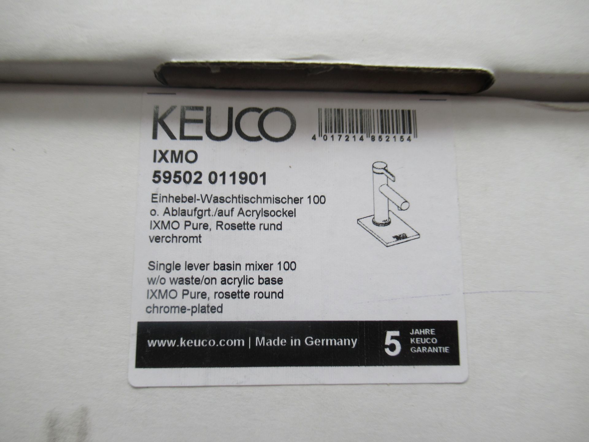 2 x Keuco IXMO Single Lever Basin Mixer 100-Tap, Chrome Plated, P/N 59502-011901 - Image 2 of 3