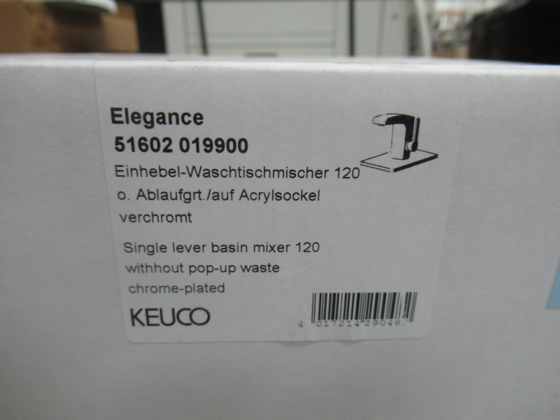 A Keuco Elegance Single Lever Basin Mixer 120-Tap, Chrome Plated, P/N 51602-019900 - Image 2 of 3